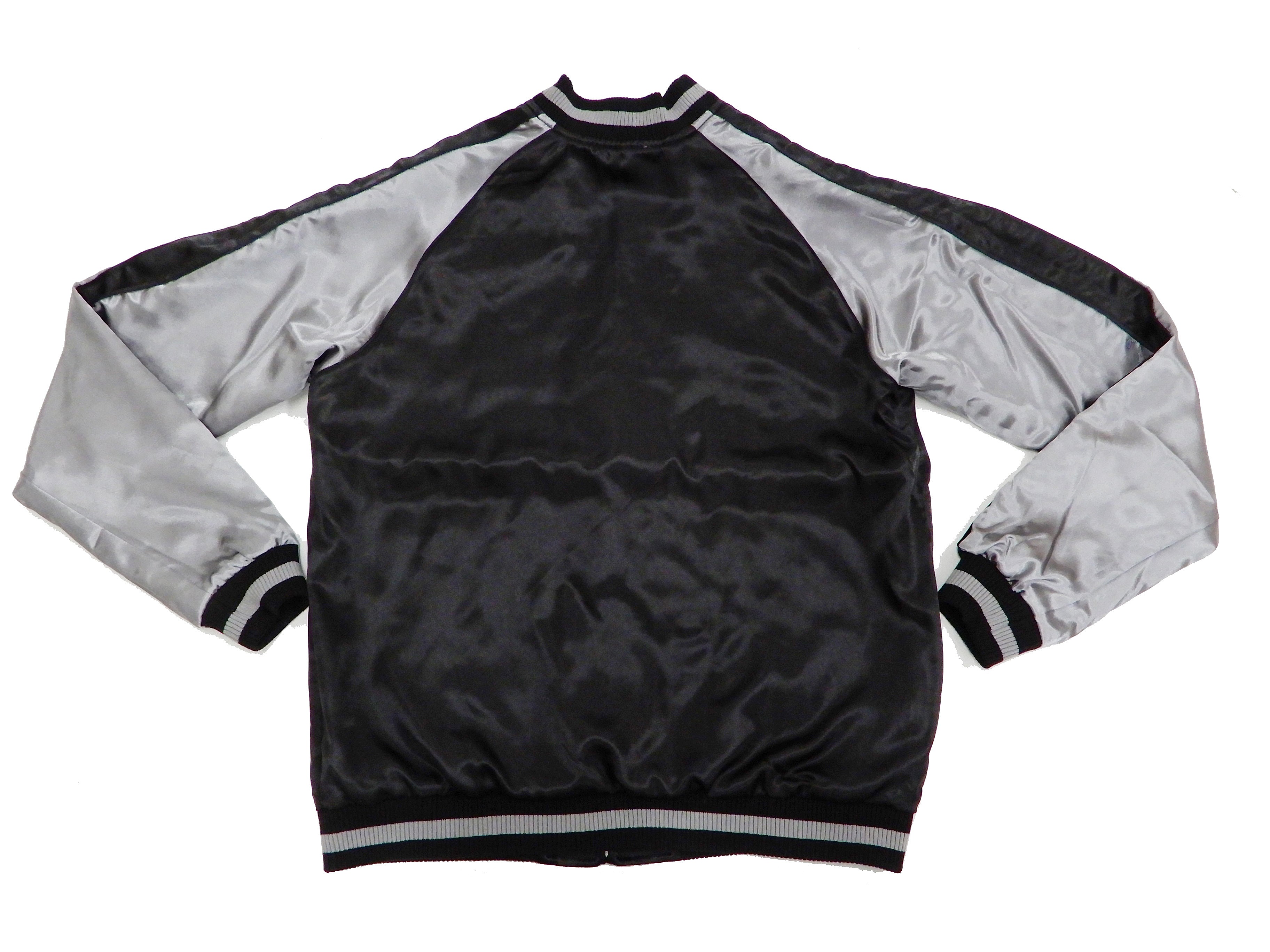 Japanese Souvenir Jacket for Men - Goldfish Embroidery Sukajan Bomber Jacket (Black/Gray) | Vintage Asian Streetwear | Perfect for Cosplay, Anime Conventions & Urban Fashion