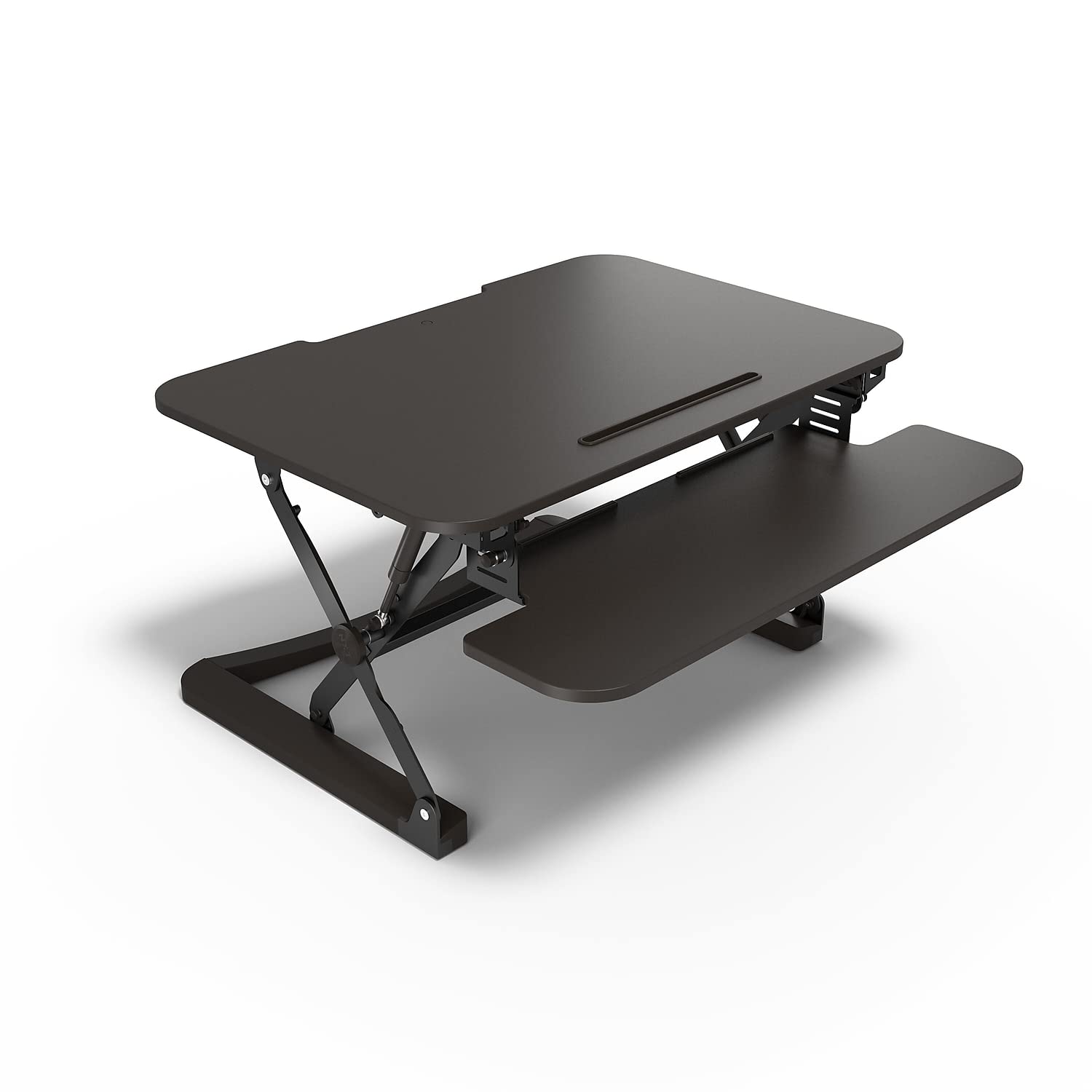 STAPLES 2452742 Adjustable Sit to Stand Desk Riser - 35 Inch Height Adjustable Standing Desk Converter for Home & Office Workspace