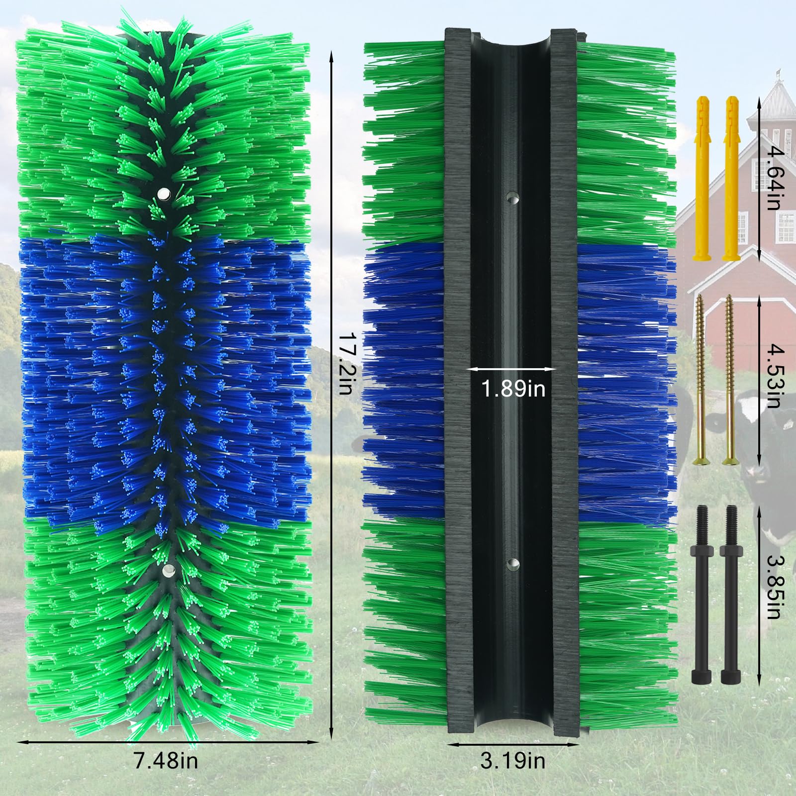 Livestock Scratching Brush - Full Body Massage Grooming Tool for Cows, Cattle, Goats, Sheep, Horses & Pigs - Heavy Duty Design with 4 Screws - Perfect for Barns, Stables & Farm Animal Care