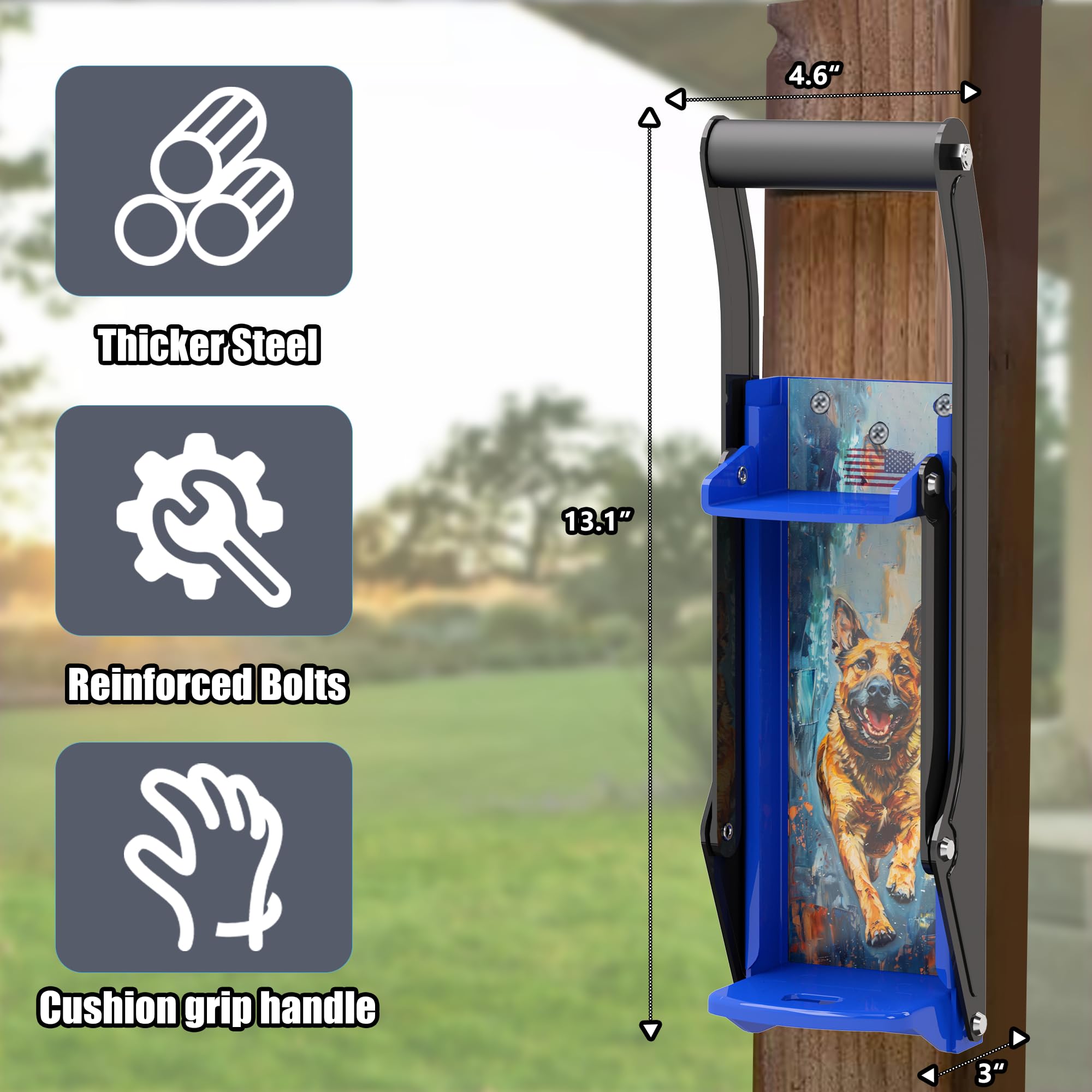 Wall Mounted Metal Can Crusher for Soda & Beer Cans - Heavy Duty Eco-Friendly Recycling Tool with Squirrel Art Stickers & Lubricant - Perfect for Home, Garage, RV & Outdoor Recycling Stations