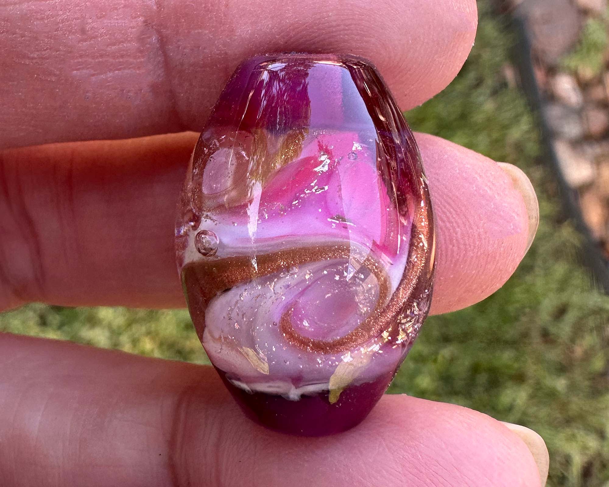 Magenta Swirl Dichroic Lampwork Glass Focal Bead for Jewelry Making - Perfect for Necklaces, Bracelets, and DIY Craft Projects