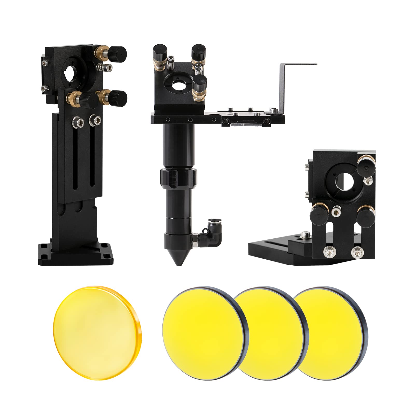 Cloudray C Series Laser Head Set with 1 PCS USA CVD Focus Lens (D20mm FL50.8mm) & 3 PCS Silicon Mirrors (D25mm) - Complete Set A for Laser Engraving, Cutting, and DIY Projects