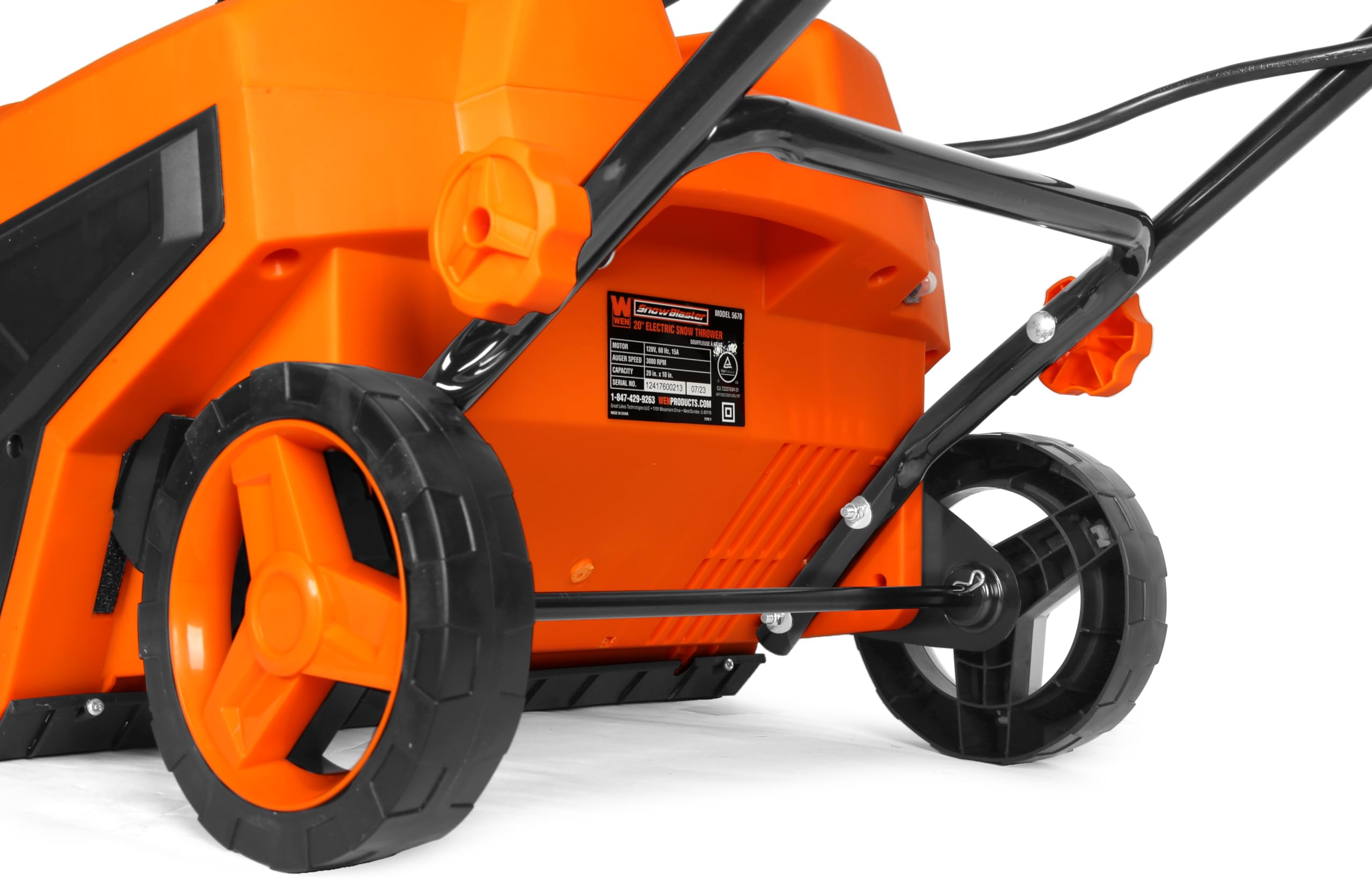 WEN 5670 15-Amp 20-Inch Electric Snow Blower with Dual LED Lights - Powerful Corded Snow Thrower for Driveways, Sidewalks & Walkways