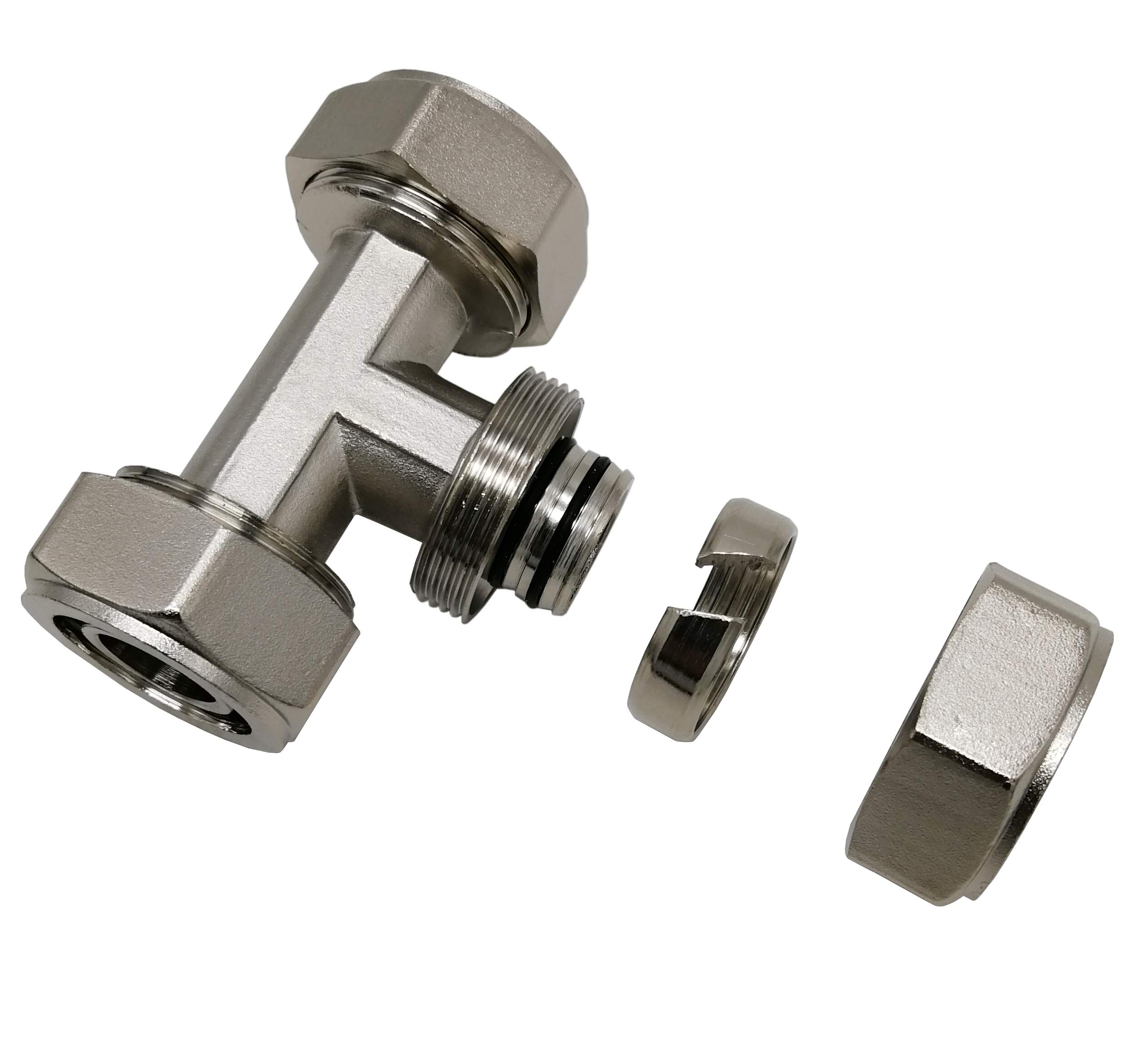NYSUS 1/2 Inch Equal Tee Fitting - 2 Pack Brass Tube Connector for 1/2 Inch Tubing System - Perfect for Plumbing, HVAC, and Water Supply Applications