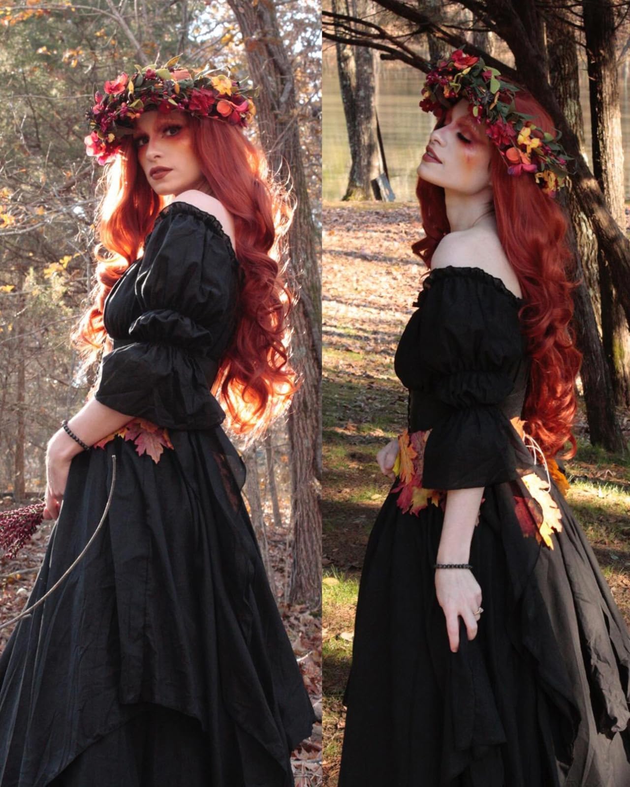 Victorian Renaissance Gothic Dress for Women - Elegant Medieval Wedding Costume & Witch Outfit for Cosplay, Halloween, Themed Parties & Historical Reenactments