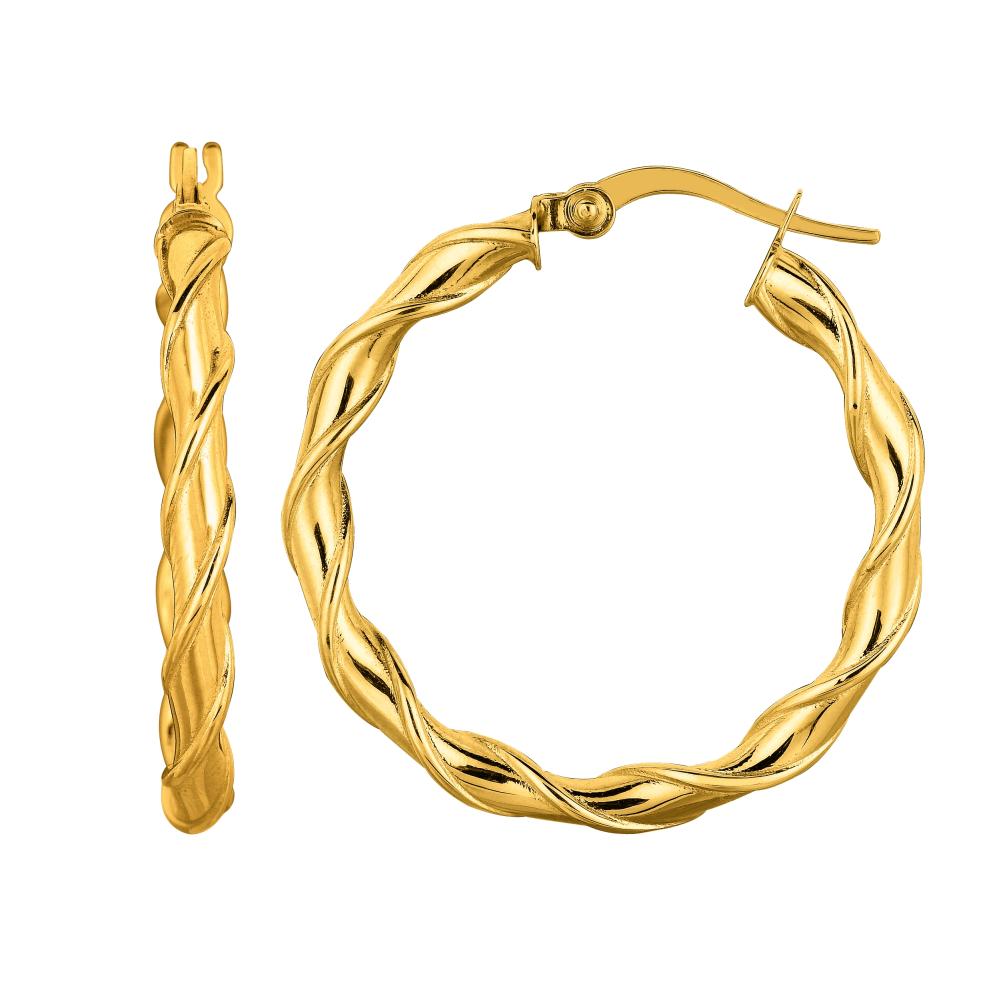 14K Gold 25mm Twist Hoop Earrings for Women - Elegant Dangle Huggie Earrings for Everyday Wear, Date Night & Special Occasions