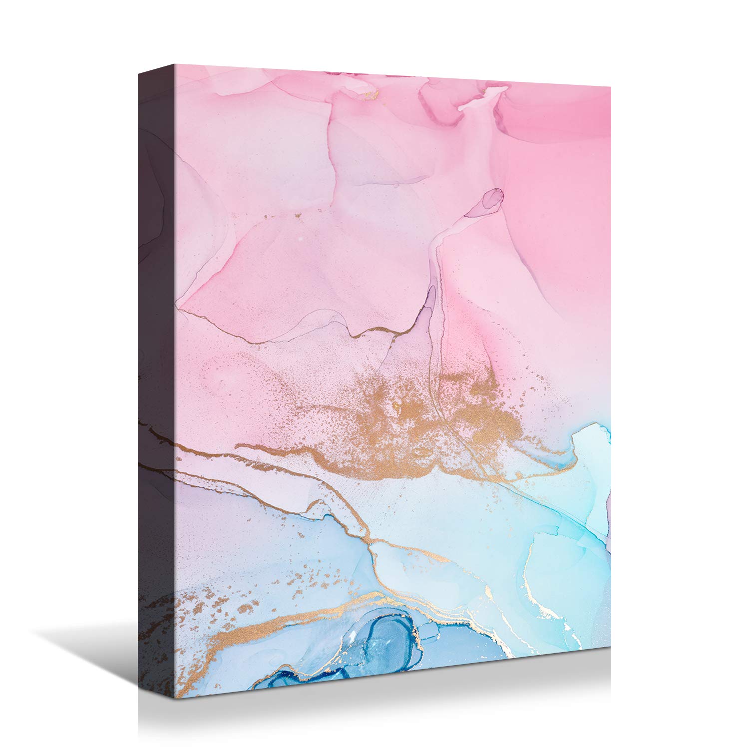 Looife Abstract Marble Canvas Wall Art - 32x48 Inch Modern Pink Blue Yellow Painting Print, Gallery Wrapped Art Deco Decor for Bedroom & Living Room | Perfect for Home Office, Dorm, Hotel Decor