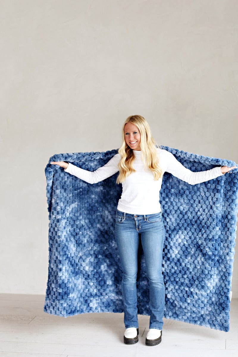 Belgian Waffle Blueberry Fleece Blanket - Soft Cozy Throw for Bed, Couch & Travel - Perfect for Winter Nights, Movie Time and Gift Giving