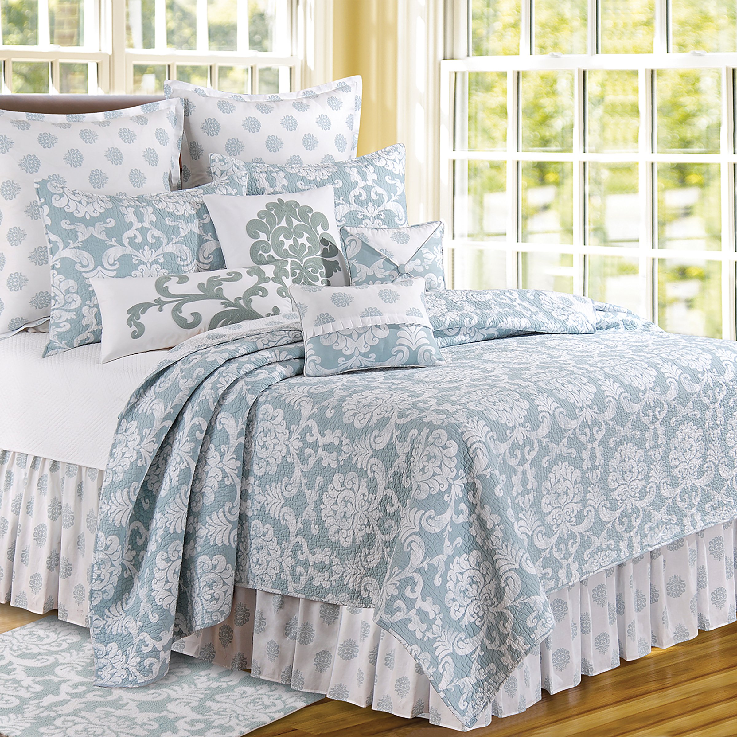 C&F Home Colonial Williamsburg Providence Twin Bed Skirt - Gray Ruffled Dust Ruffle for Standard Twin Beds - Perfect for Dorm Rooms, Guest Bedrooms & Home Decor