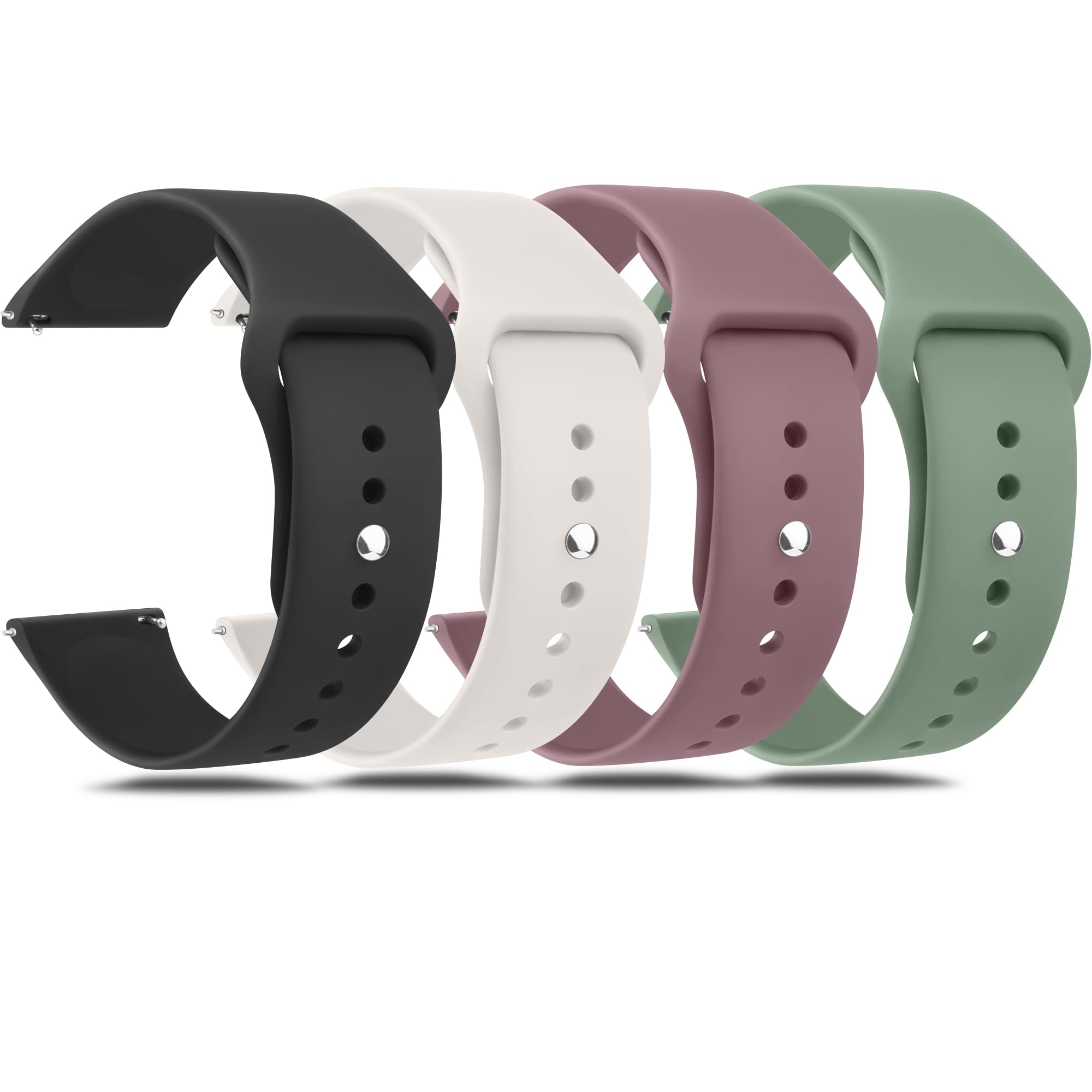20-22mm Quick Release Silicone Watch Bands 4-Pack - Sport & Casual Wear