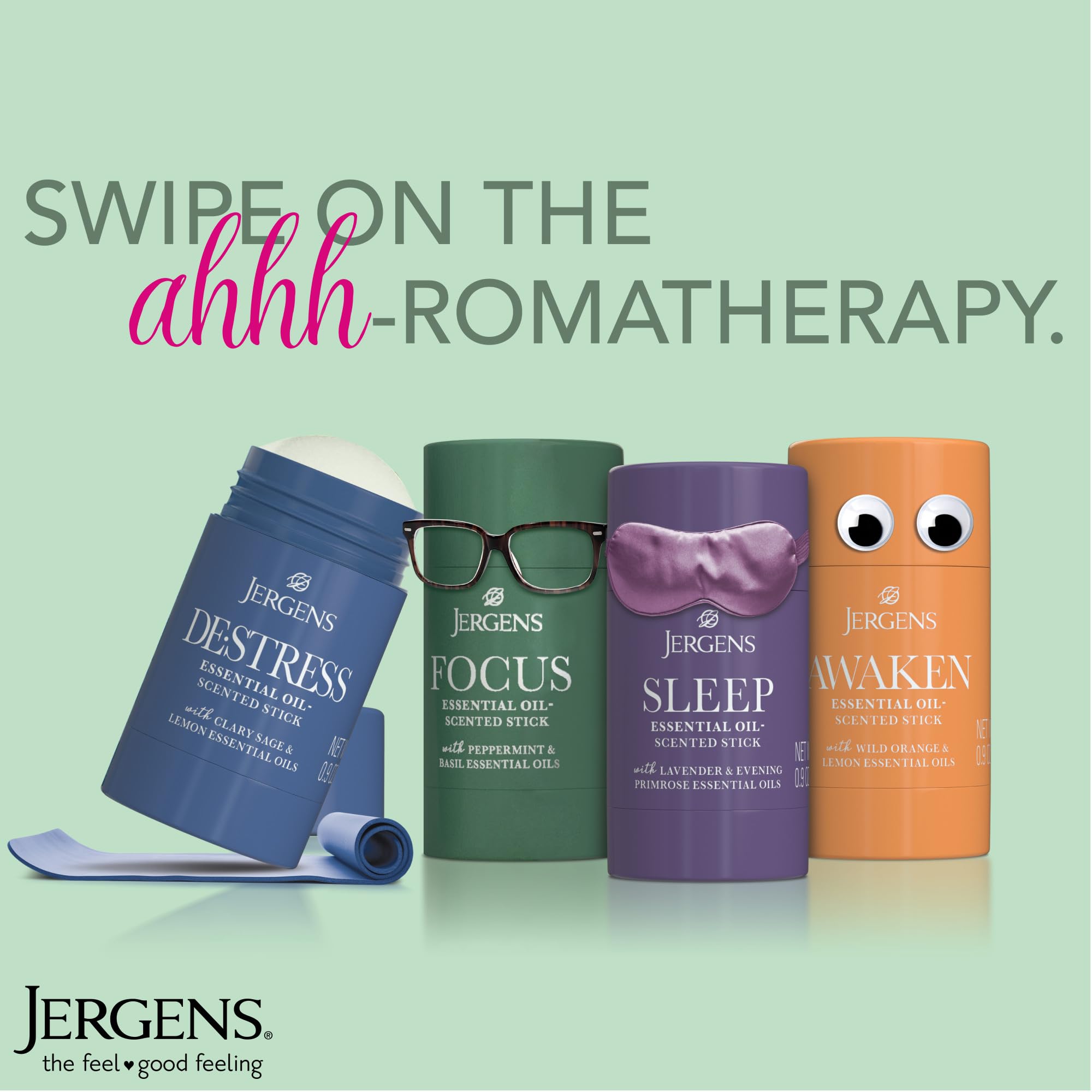 Jergens Sleep Stick Restful Blend Essential Oil Balm - Lavender & Evening Primrose Aromatherapy for Relaxation & Better Sleep, 0.9 Oz - Perfect for Nighttime Routine, Travel & Stress Relief