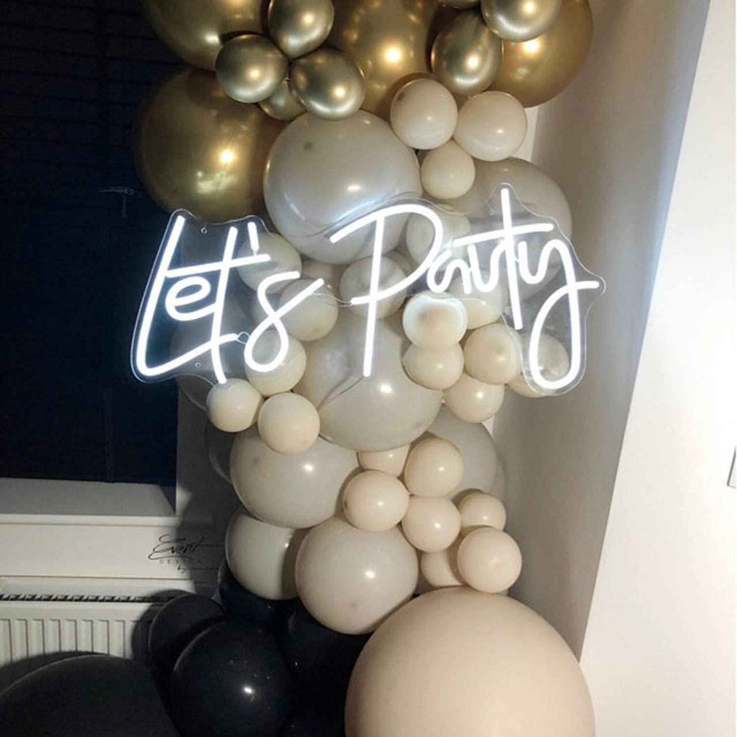 Let's Party Neon Sign Light - Custom Wall Art Decor for Home, Bar, Pub, Club & Rave | Perfect Christmas Gift & Apartment Decor (White) - Brighten Your Parties & Events