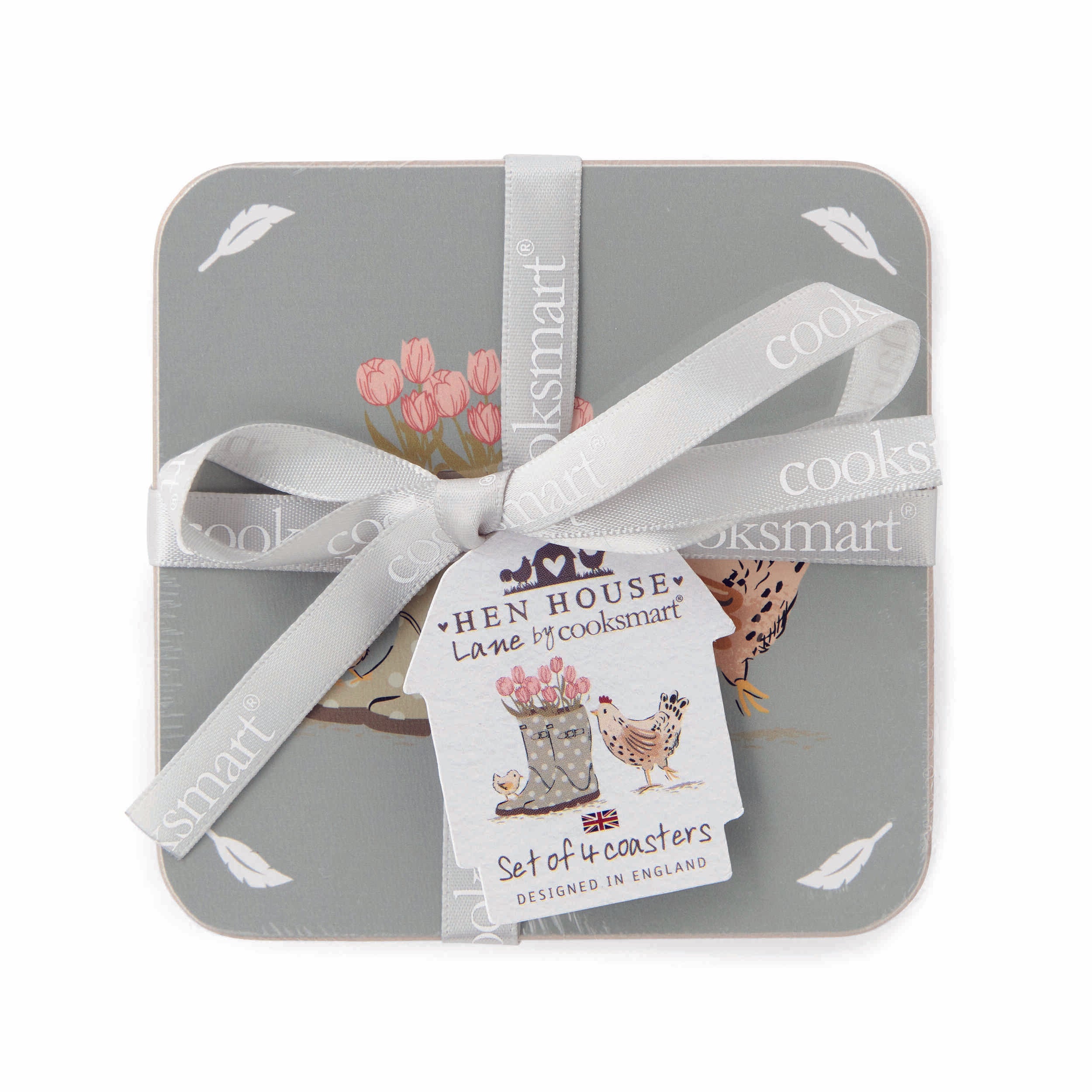 Hen House Lane Set of 4 Absorbent Cork Coasters - Perfect for Coffee Tables, Dining Tables & Home Decor, Protects Furniture from Stains & Water Rings