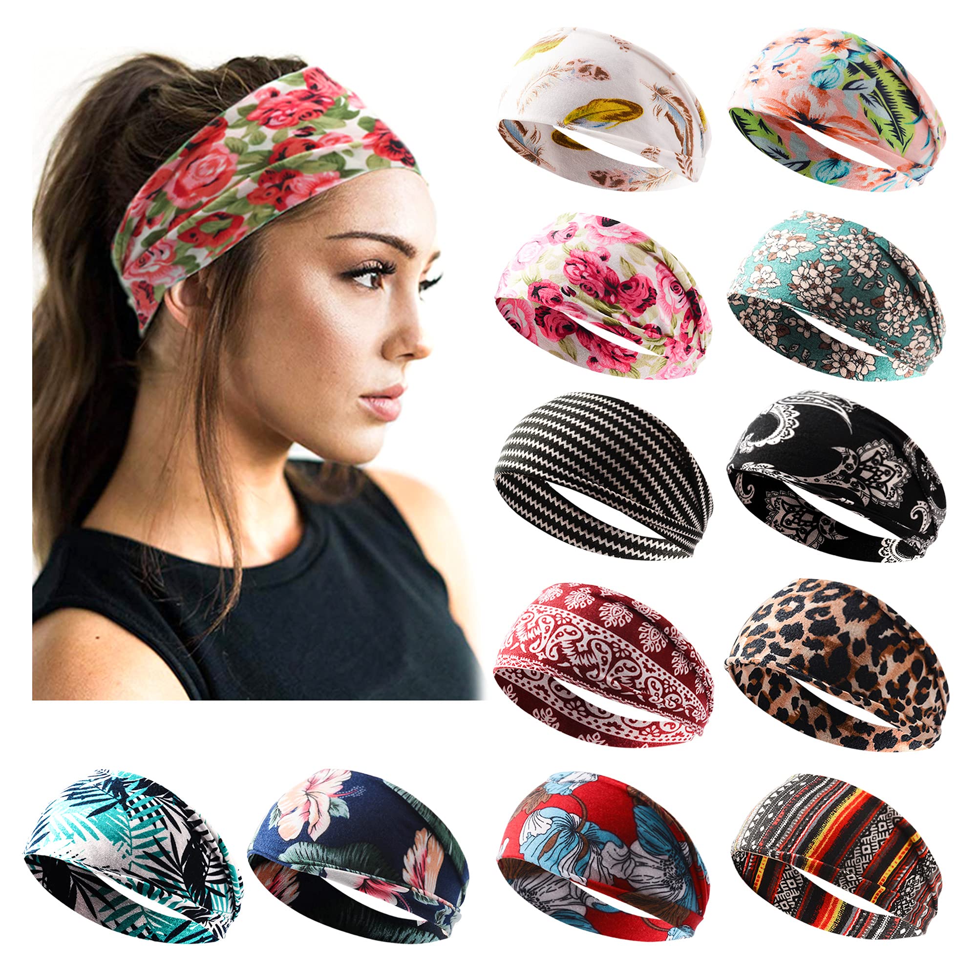 Non-Slip Turban Headbands for Women & Girls - Elastic Hair Wraps for Running, Yoga, Workouts & Sweat Protection - Stylish & Comfortable Hair Accessories for Active Lifestyles