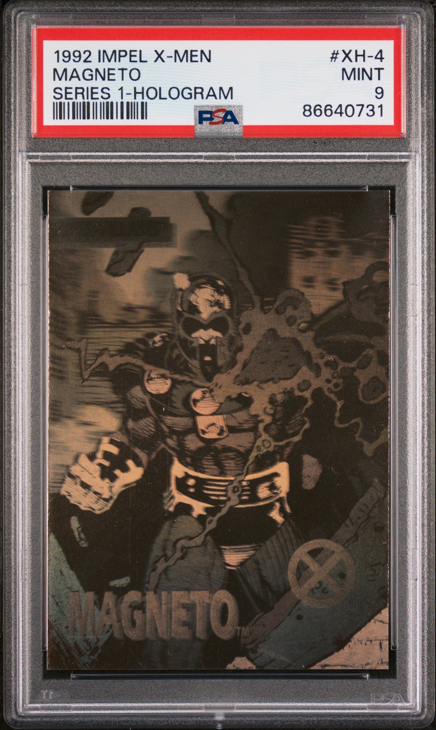 1992 IMPEL X-Men Series 1 Hologram Magneto #XH4 PSA 9 NM-MT - Rare Marvel Comics Trading Card for Collectors & Investors - Perfect for Display, Trading, and Comic Conventions