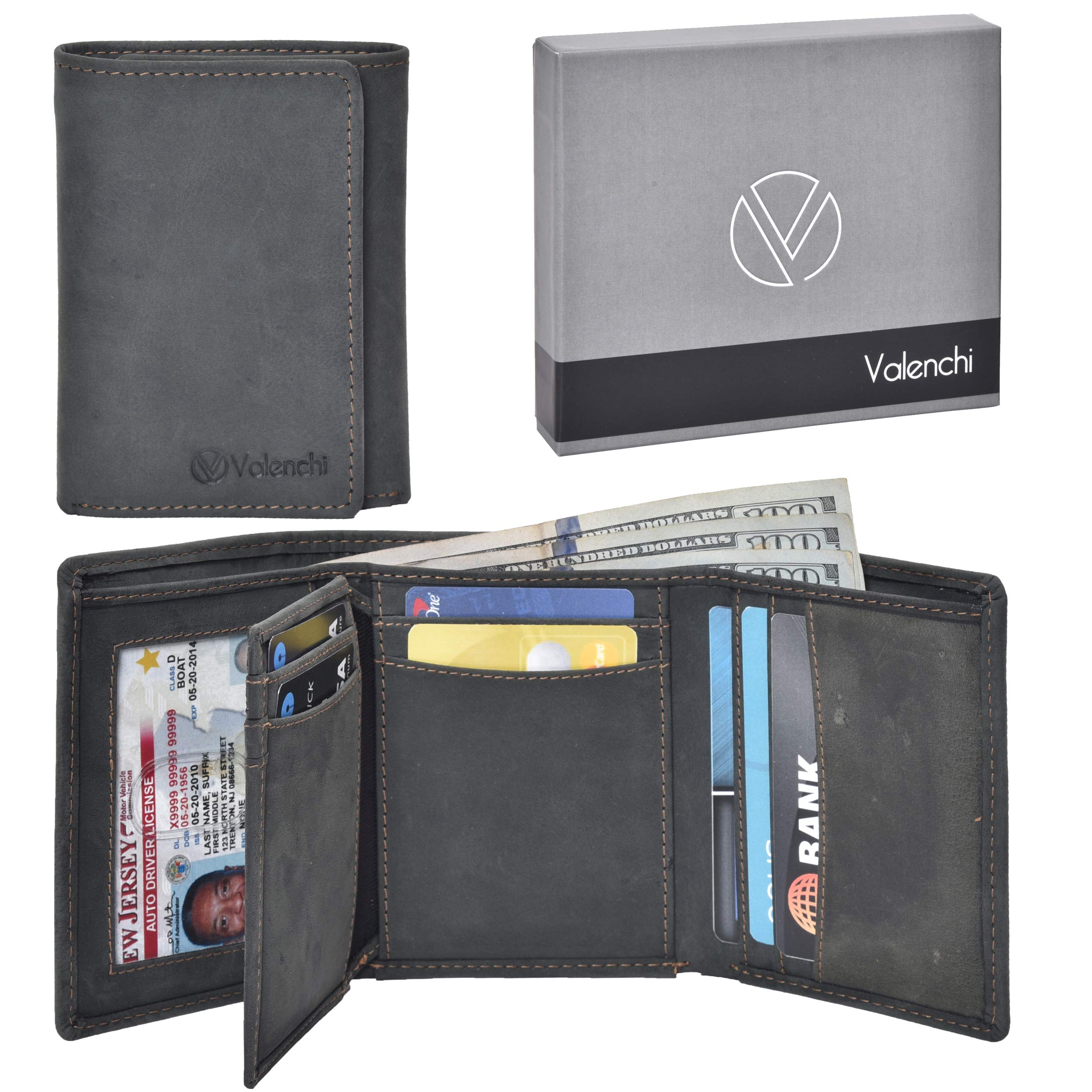 Premium RFID Blocking Leather Trifold Wallet - 9 Card Slots, 2 Note Pockets, Coin Pocket & ID Window - Ideal for Travel, Business & Everyday Use