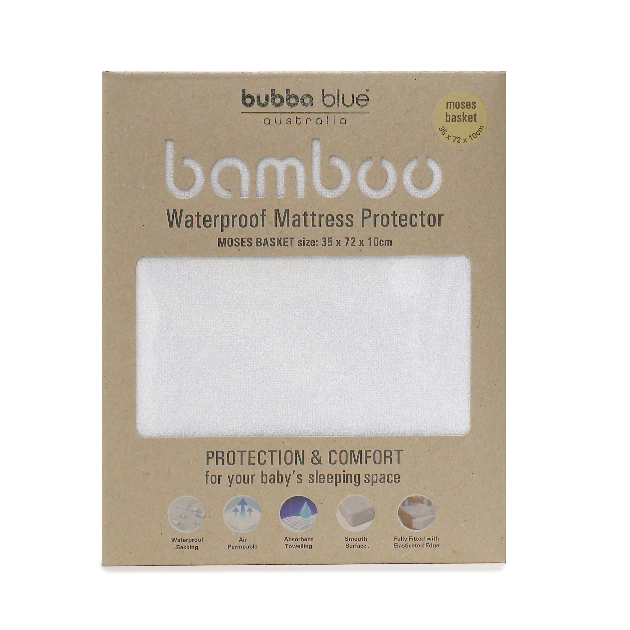 Bamboo White Moses Basket Waterproof Mattress Protector - Soft & Breathable Baby Crib Pad Cover for Newborn Nursery | Perfect for Travel, Co-Sleeping & Photo Shoots