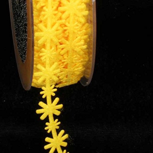 Lemon Yellow Felt Starbursts Woven Craft Ribbon - 0.5 Inch x 22 Yards for DIY Scrapbooking, Gift Wrapping & Home Decor