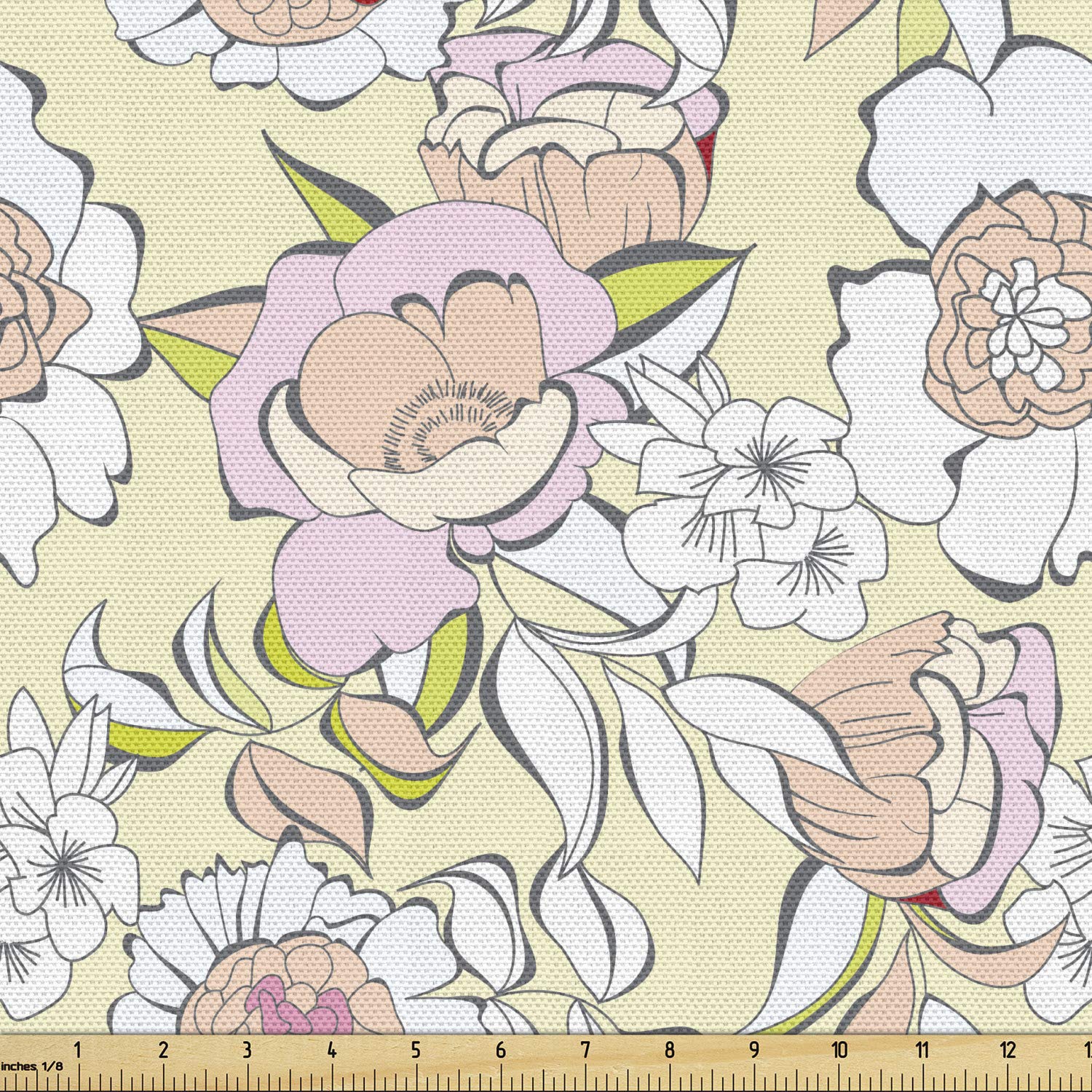Ambesonne Floral Fabric by The Yard - Pastel Abstract Flower Print Upholstery Material | 10 Yards Multicolor Cotton Fabric for Sofa, Curtains & Home Decor | Perfect for DIY Projects, Bedding & Crafting