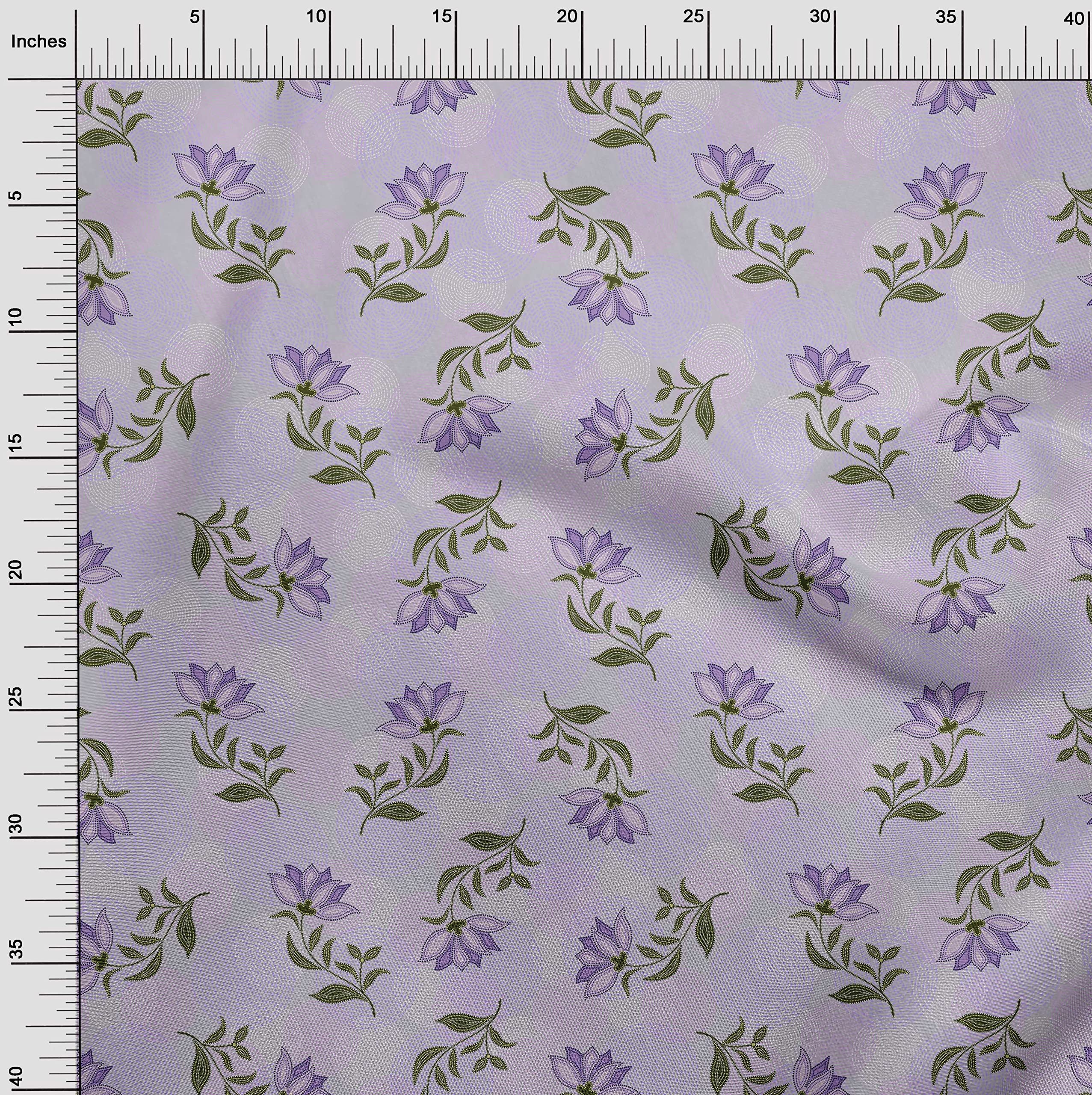 Premium Cotton Cambric Fabric with Lavender Dotted Floral Print - 42 Inch Wide by the Yard - Perfect for Sewing Projects, Quilting, Dressmaking & Home Decor