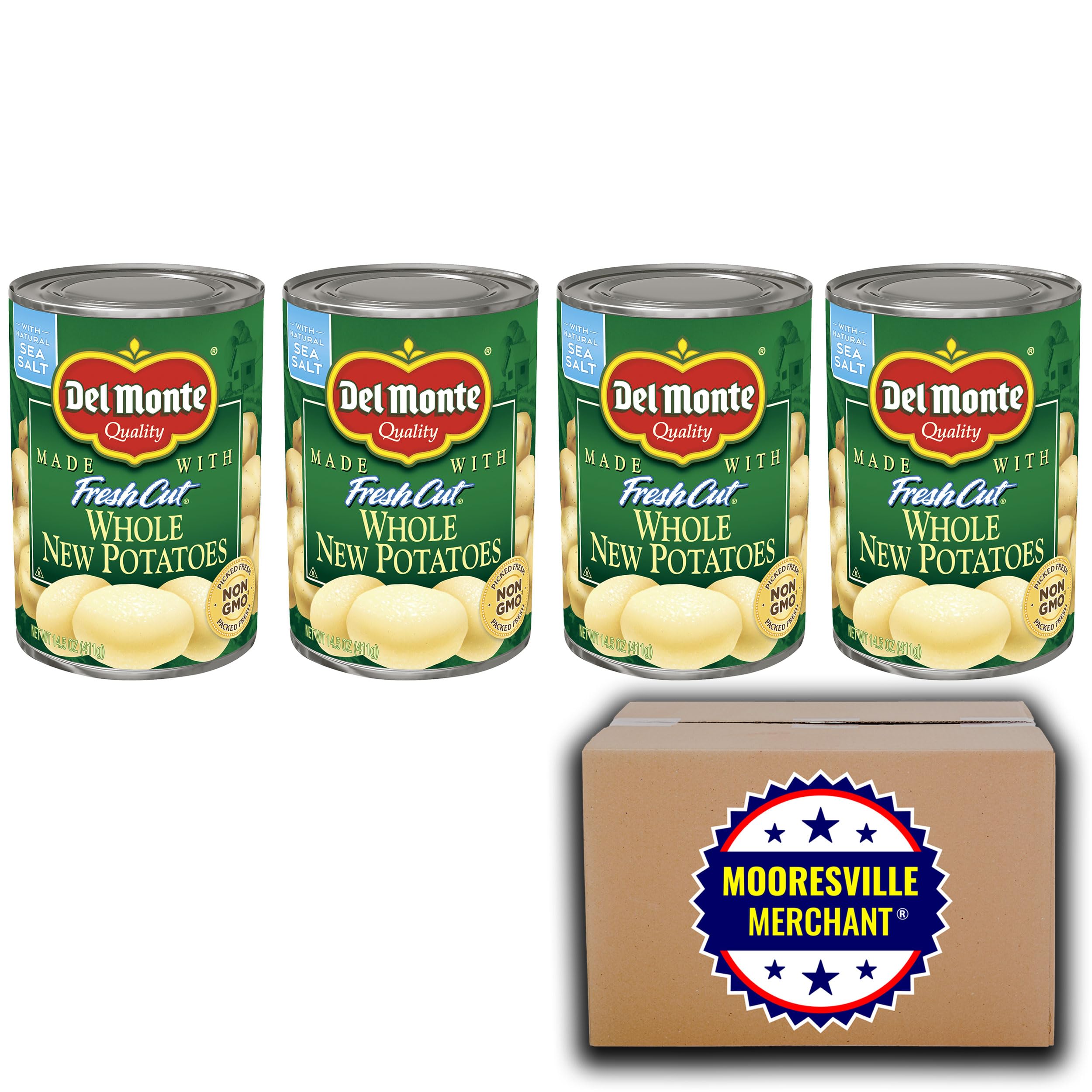 Fresh Cut Whole New Potatoes, 14.5 oz (4 Pack) - Premium Quality Canned Potatoes for Cooking, Soups & Stews - Convenient Pantry Staple by Mooresville Merchant