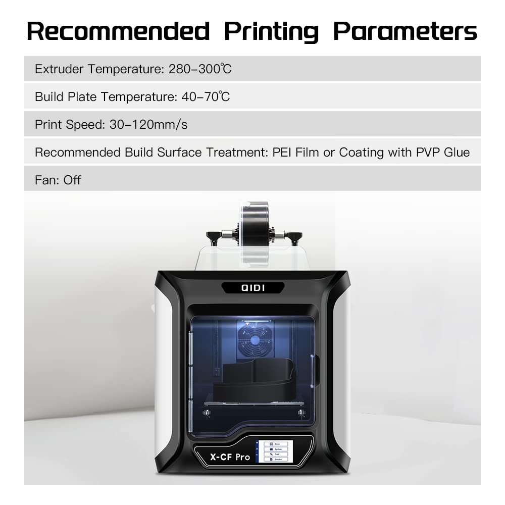 QIDI TECHNOLOGY PA12-CF Carbon Fiber Nylon 3D Printer Filament 1.75mm 1Kg Spool - High Strength, Precision, Low Warpage & Moisture Sensitivity - Ideal for Functional Prototypes, Automotive Parts & Industrial Applications