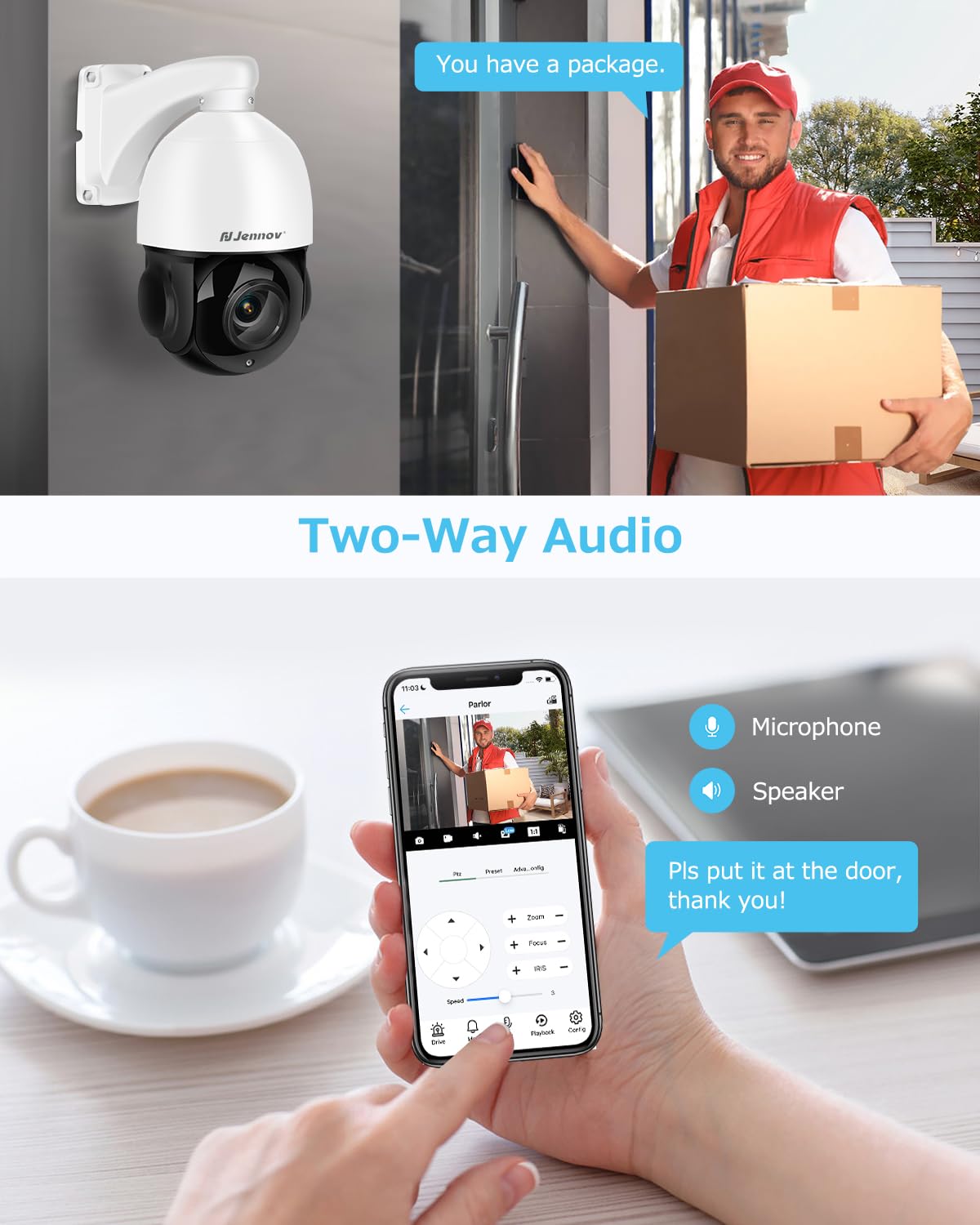 4K 8MP Outdoor PTZ POE IP Security Camera with 20X Optical Zoom, Pan Tilt, Human Detection & Auto Tracking - 320ft IR Night Vision, ONVIF & Hikvision Compatible - Ideal for Home Security, Business Surveillance & Parking Lot Monitoring
