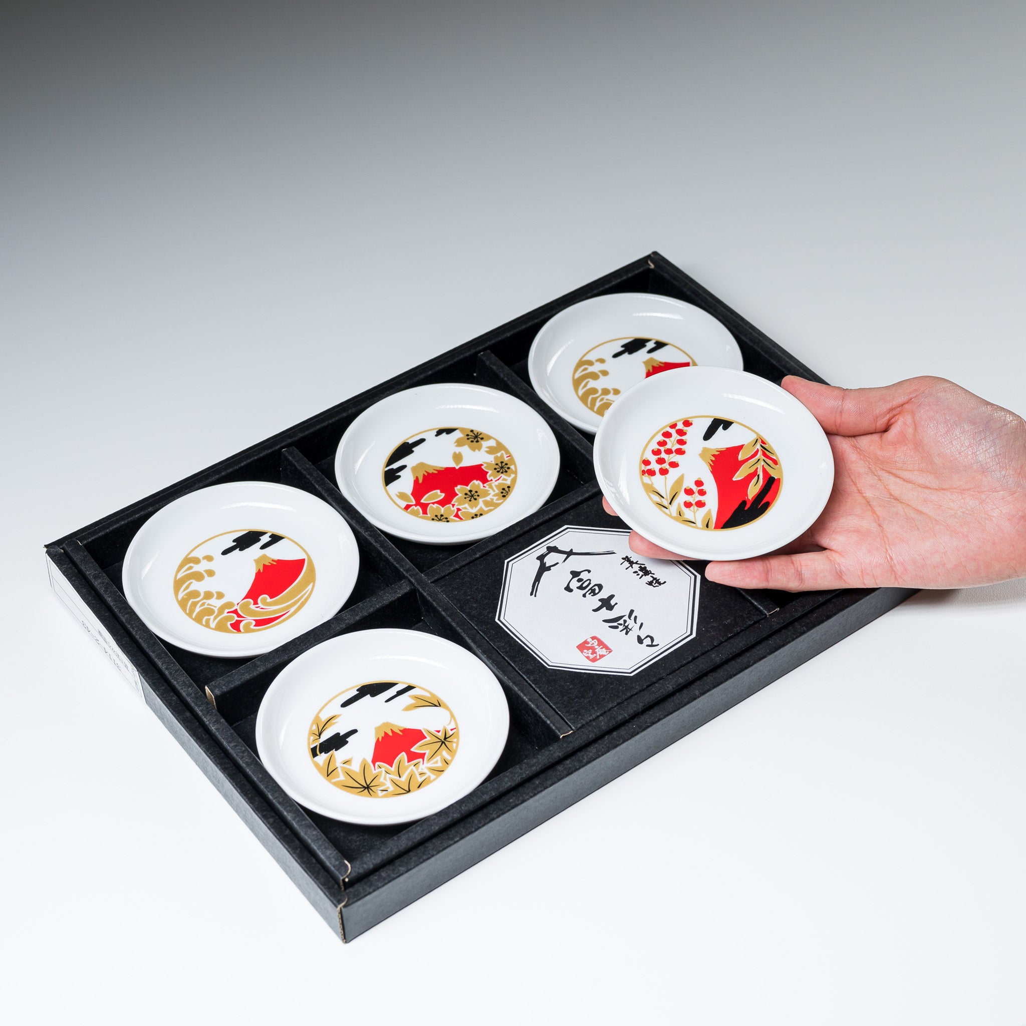 Mt Fuji Small Serving Plate Gift Set - Set of 5 Japanese Ceramic Dishes for Sushi, Desserts & Appetizers | Perfect for Home Dining, Parties & Japanese-Themed Decor