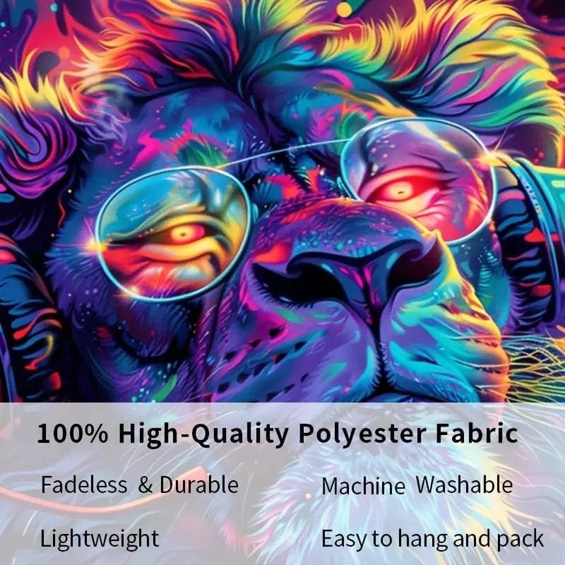 Fluorescent Dreamy Glow Tapestry UV Art Decor - Psychedelic Wall Hanging for Bedroom, Party & Blacklight Room Aesthetic