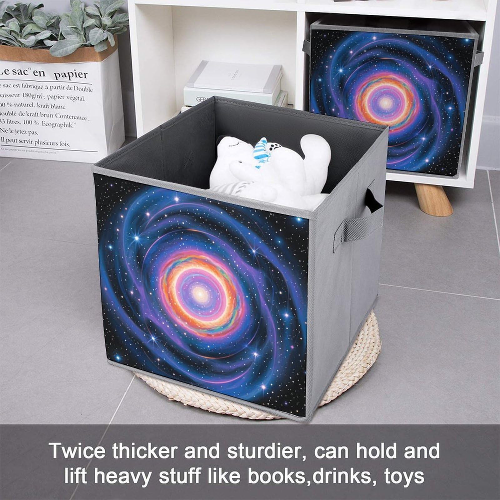2-Pack Foldable Storage Bins with Handles - Large Capacity Closet Organizers for Clothes, Office Supplies & Home Organization | Space-Saving Storage Cubes for Bedroom, Nursery & Dorm Room