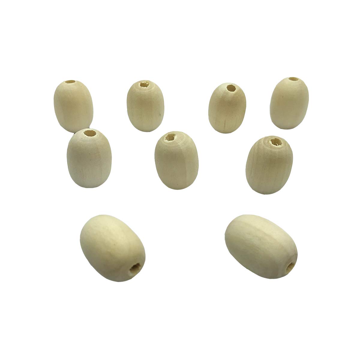 Natural Unfinished Wooden Beads - 20pcs Oval Egg Shaped Rugby Spacer Beads for DIY Jewelry Making, Crafts & Home Decor | Perfect for Necklaces, Bracelets, Scrapbooking & Gift Packaging