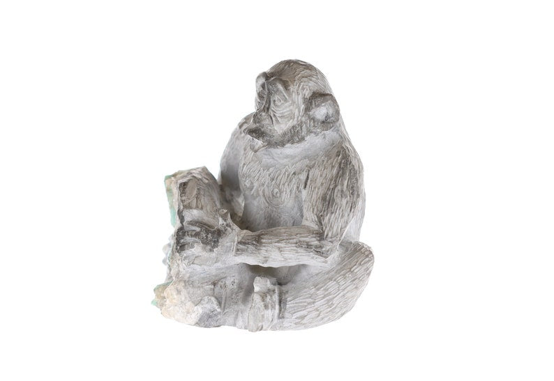 Authentic Colombian Emerald Rough Crystal Sculpture - Chimpanzee Monkey Collector's Item | Perfect for Home Decor, Gift, and Mineral Collection