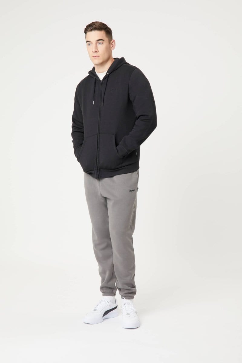 INSPORT Men's Alaska Full Zip Hooded Fleece Jacket - Black Winter Coat for Outdoor Activities, Hiking & Casual Wear