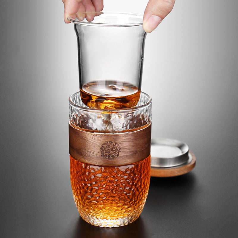 Premium Japanese Glass Tea Cup with Wooden Lid - Handcrafted Matcha Tea Set for Traditional Ceremony & Home Relaxation