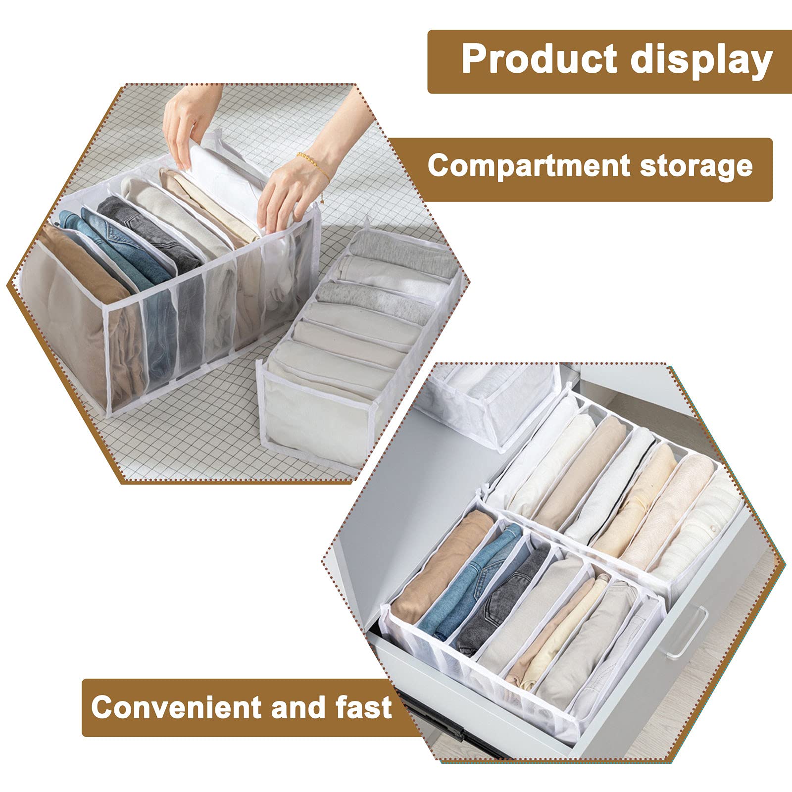 2-Pack Foldable Closet Organizer with Visible Grid - Large White Storage Baskets for Clothes, Bedroom & Wardrobe Organization | Washable Fabric Containers | Perfect for Small Spaces, Travel & Home Storage Solutions