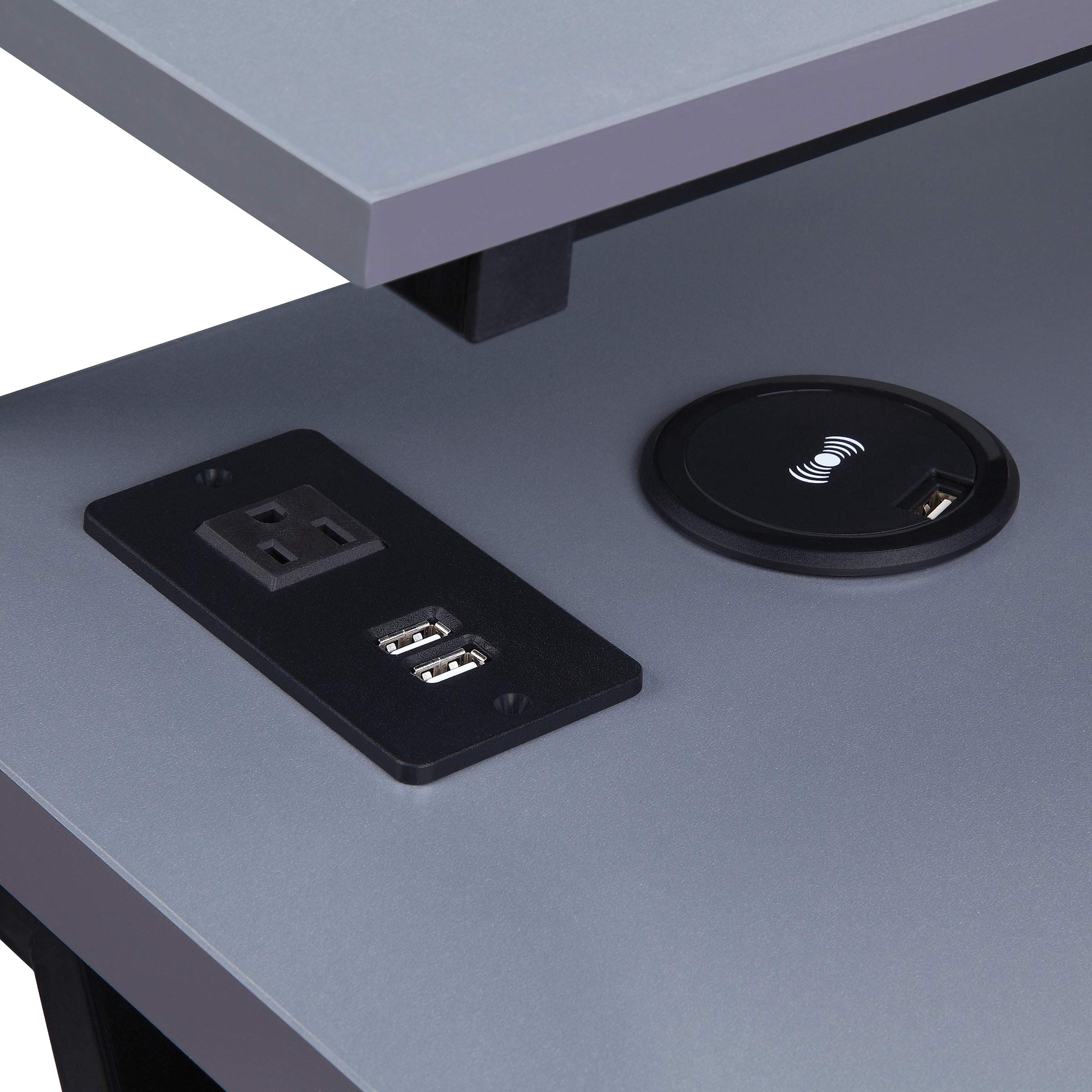 OSP Home Furnishings L-Shaped Gaming Desk with RGB LED Lights - Ergonomic Computer Desk for Gamers & Streamers, Black | Perfect for Gaming Setups, Home Office & Esports Battlestations