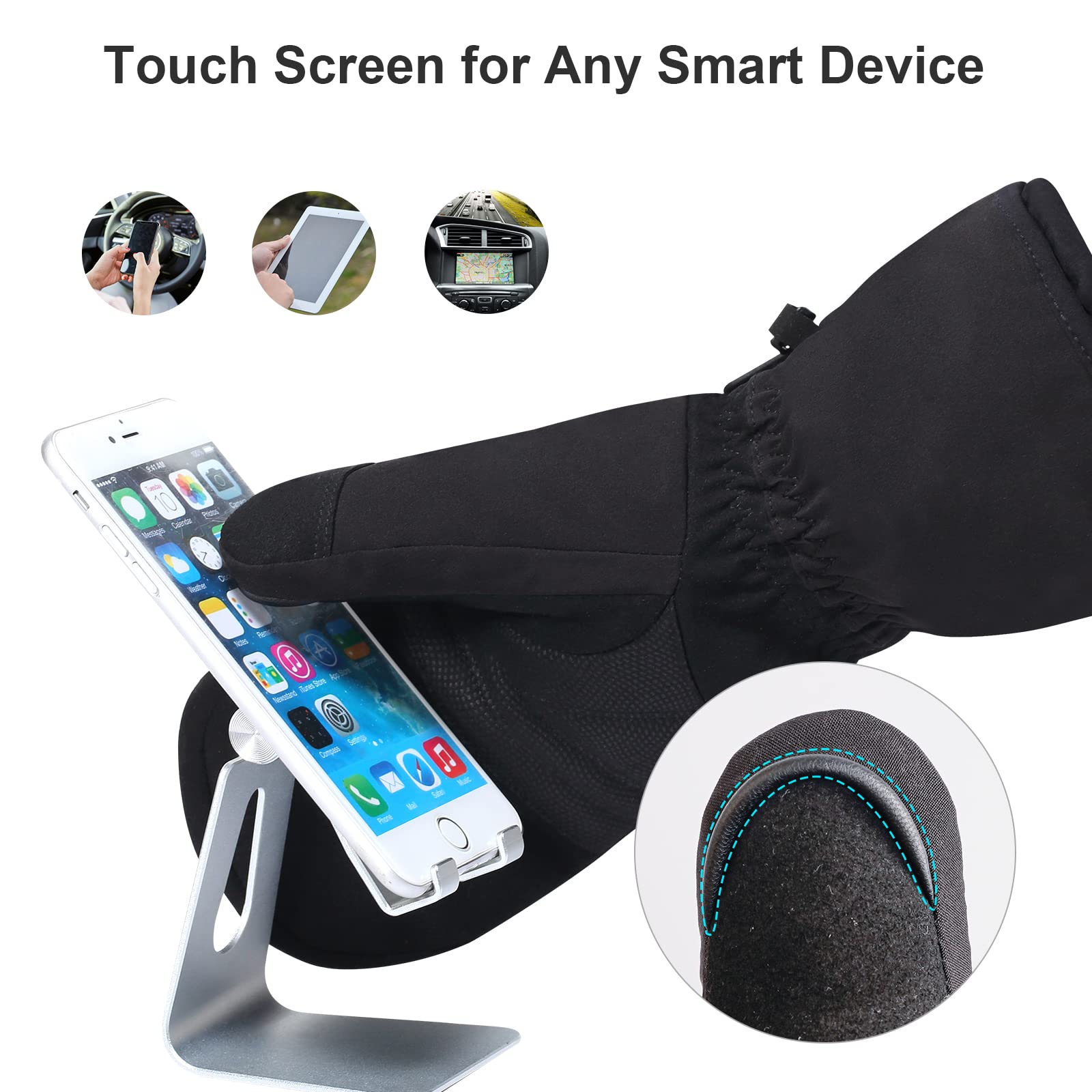 SNOW DEER Rechargeable Battery Heated Ski Mittens for Men & Women - Electric Winter Gloves for Arthritis, Cold Weather, Skiing, Hiking & Outdoor Activities - Warm Hand Protection for Snowboarding, Camping & Daily Use in Freezing Temperatures
