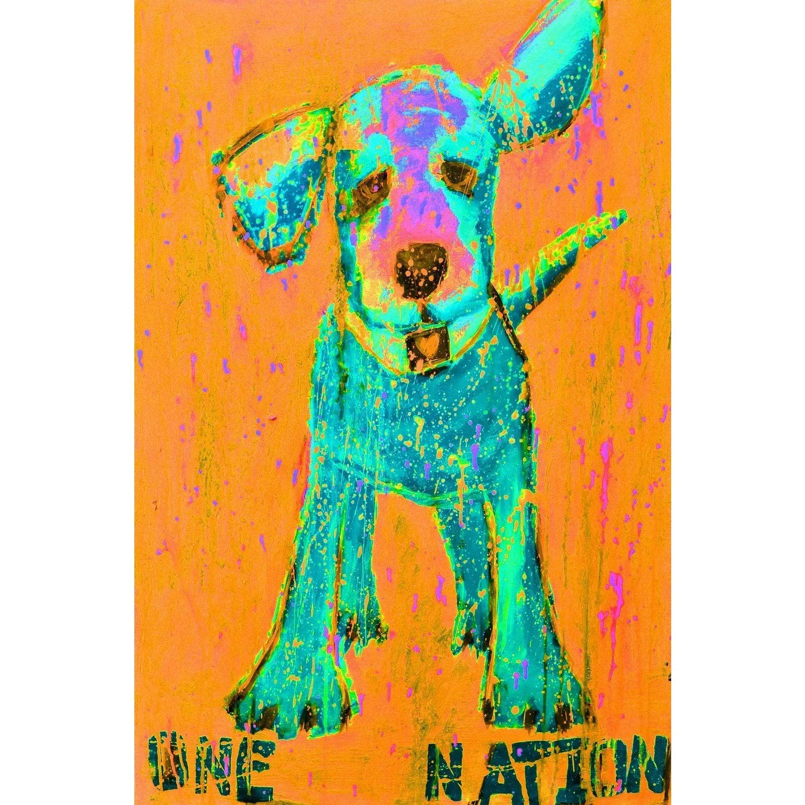 MARMONT HILL - Handmade Pink and Orange One Nation Canvas Art Print 30x45 Inches - Perfect for Living Room, Bedroom, Office Wall Decor