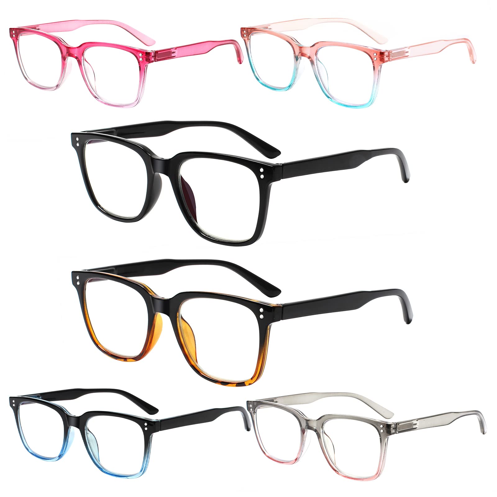 Blue Light Blocking Reading Glasses for Women - Anti Migraine & Eye Strain Computer Readers (6 Pack) - Perfect for Office Work, Gaming & Screen Time