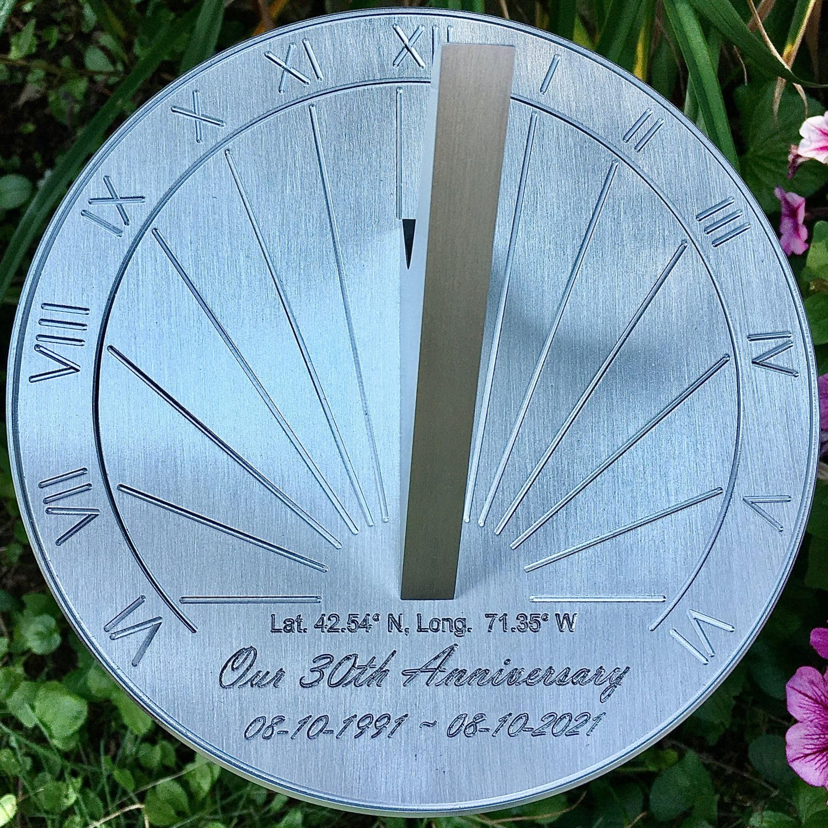 **30th Wedding Anniversary Sundial Gift - Personalized Engraved & Calibrated for Couples - 8 Inch Keepsake for Husband & Wife - Perfect for Outdoor Garden, Patio, or Romantic Home Decor**