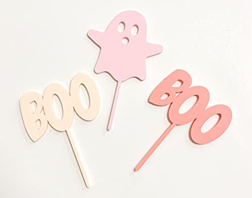 Spooky Halloween Cupcake Toppers - Ghost, Boo & Acrylic Cake Decorations for Halloween Party, Baking & Dessert Decor