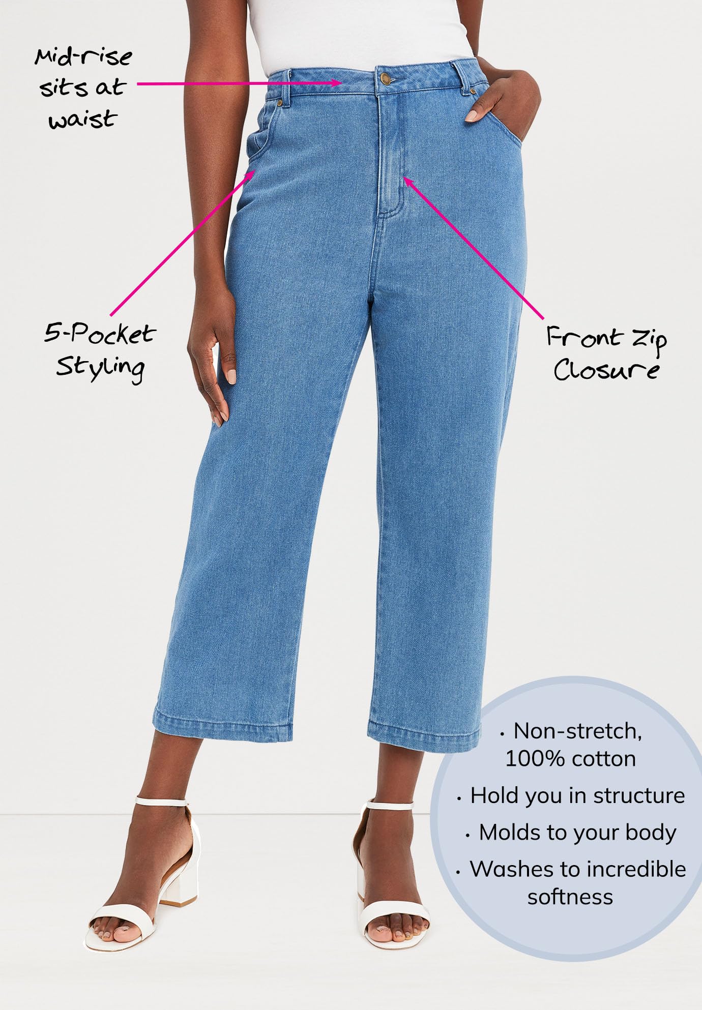 Jessica London Plus Size Denim Capri Pants for Women - Casual Summer Wear