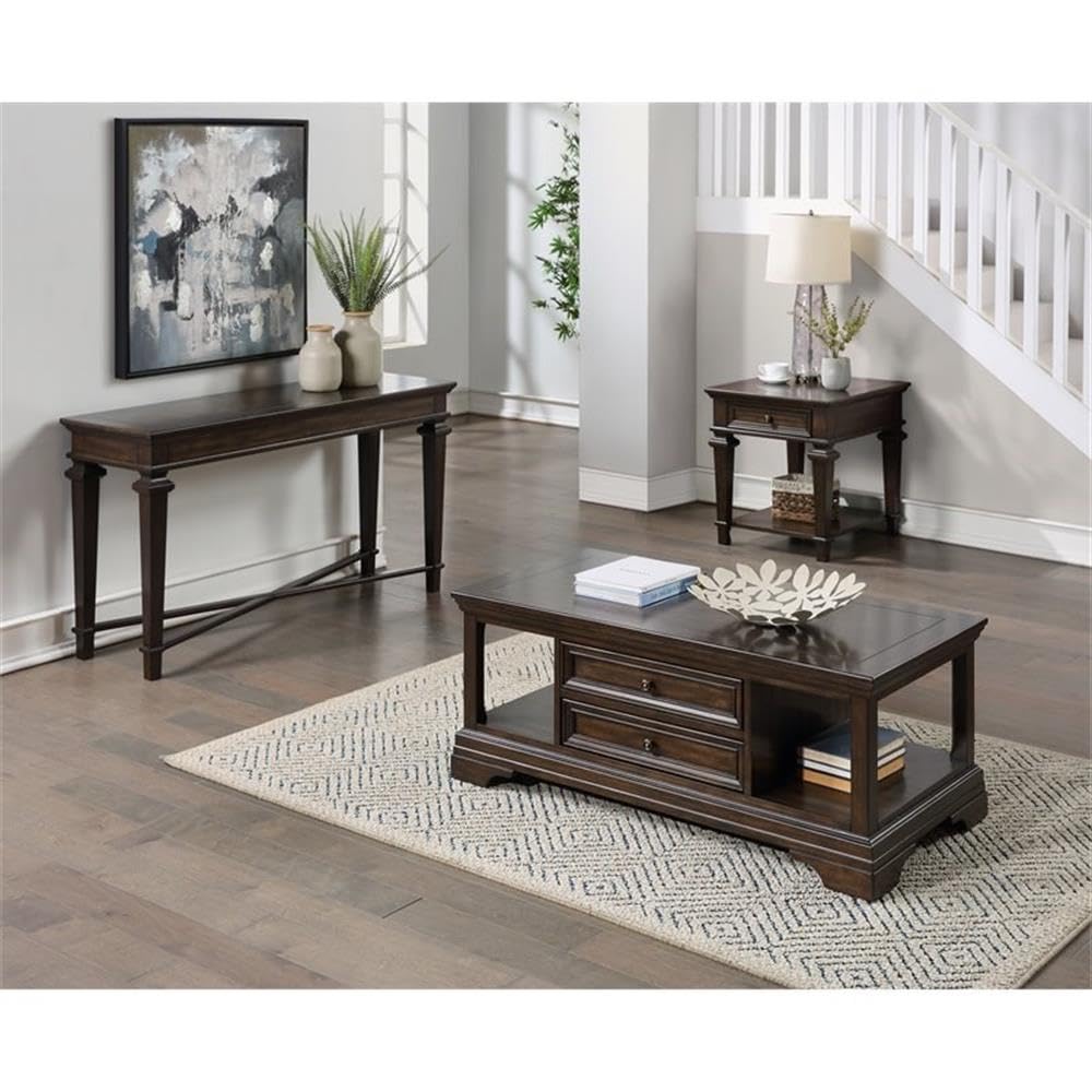 Lexicon Tobias Traditional Wooden Lift Top Coffee Table - Espresso Finish - Perfect for Living Room, Home Office & Small Spaces