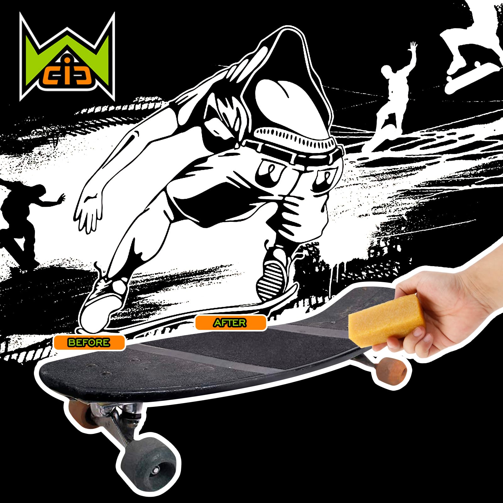 Skateboard Grip Tape Cleaner Rubber Abrasive Cleaning Stick - Durable Skateboard Accessories for Boys & Girls - Perfect for Skate Park, Street, and Home Maintenance