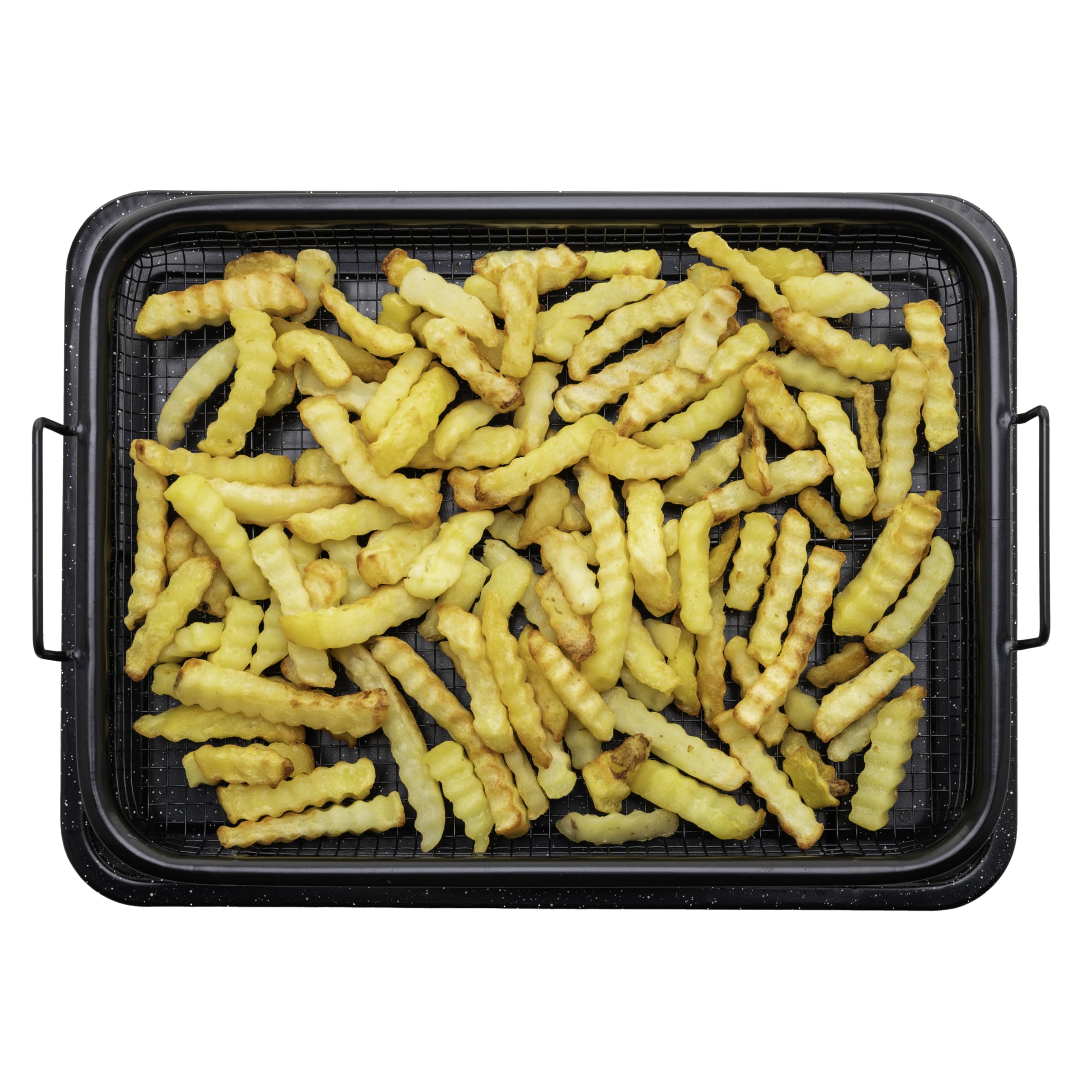 Non-Stick Copper Pep Crisper Oven Tray & Air Fryer Basket Set - 2pc Baking Pan for Crispy Chicken, Fries & Vegetables - Perfect for Air Frying, Roasting & Healthy Cooking