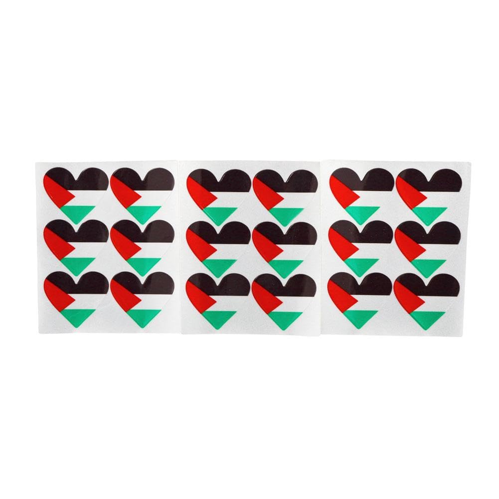 18 pcs Free Palestine Stickers - Heart Shaped Palestine Flag Car Decals, I Stand with Palestine Vinyl Stickers for Cars, Bikes, Laptops & Water Bottles | Show Support & Solidarity Decor