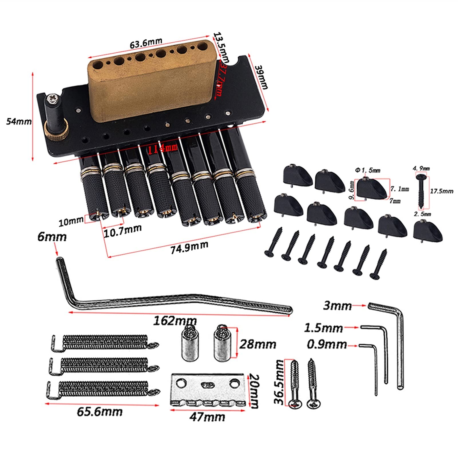 8-String Headless Electric Guitar Bridge Saddle & Tremolo System with Tailpiece - Replacement Guitar Parts for Professional Musicians & Stage Performances