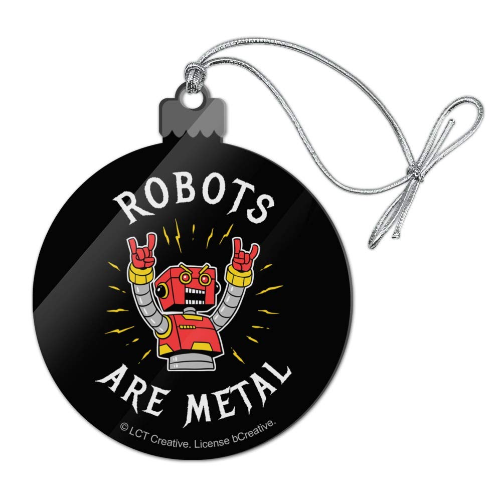 Funny Metal Rock Robot Acrylic Christmas Tree Ornament - Unique Holiday Decoration for Xmas Tree, Party & Home Decor
