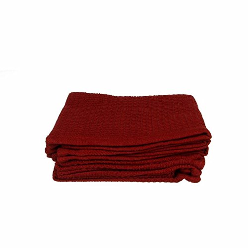 Dunroven House Waffle Weave Dishcloths - Super Absorbent Kitchen Towels for Cleaning & Drying (Set of 2, Red) - Perfect for Dishes, Countertops & Household Chores