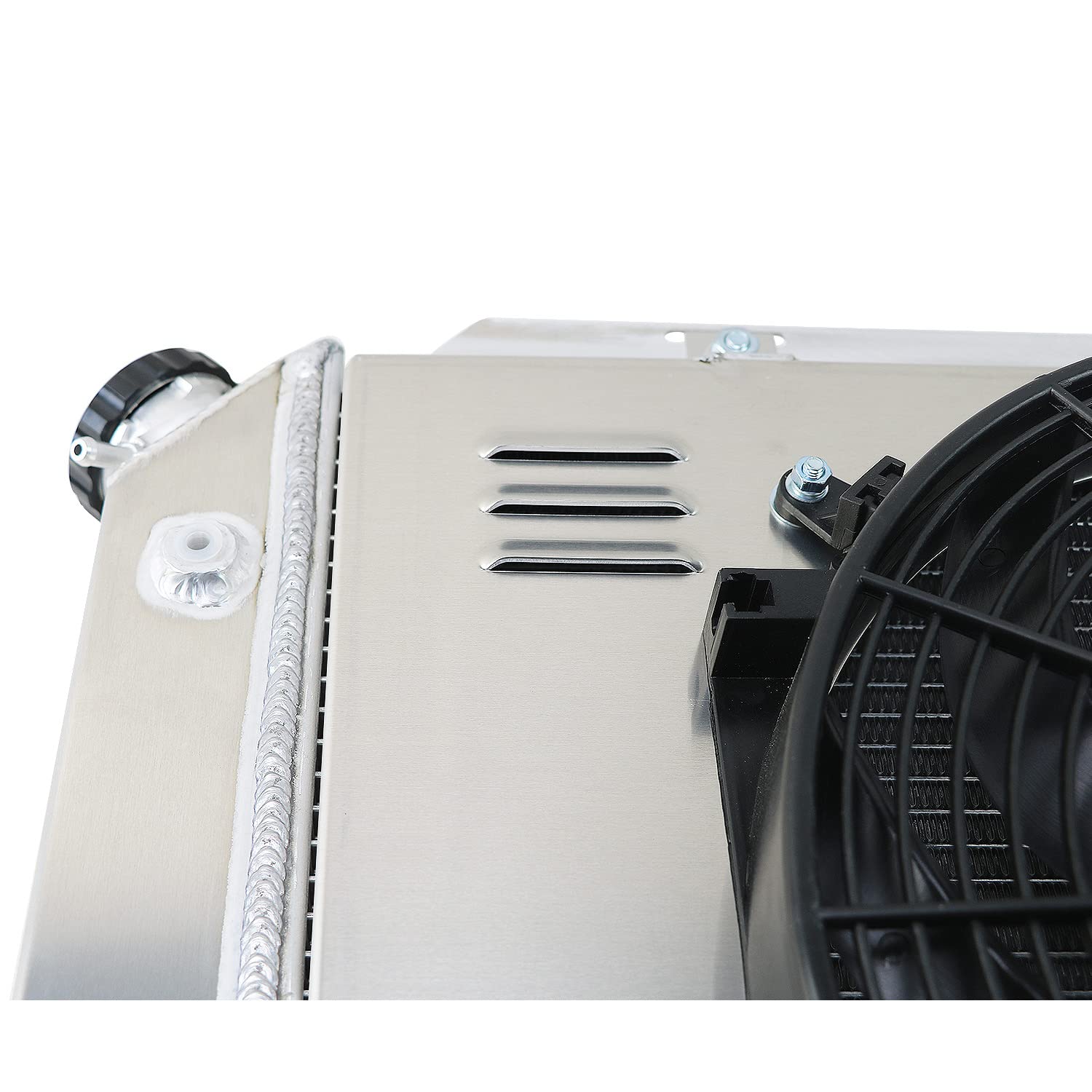 High-Performance 4-Row Aluminum Radiator for 1967-1968 Ford Mercury Thunderbird, Galaxie 500, LTD, Colony Park & Marquis V8 - Includes Cooling Fan Shroud & Relay Kit - Perfect for Classic Car Restoration & Hot Weather Driving